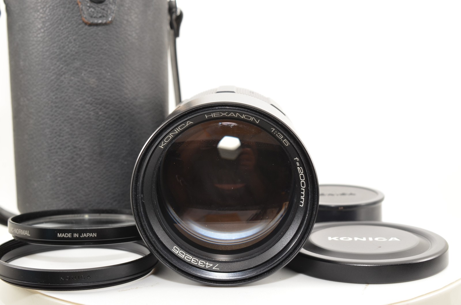 Konica Hexanon AR 200mm F/3.5 Telephoto Prime Lens + Lens Caps & Case #3120