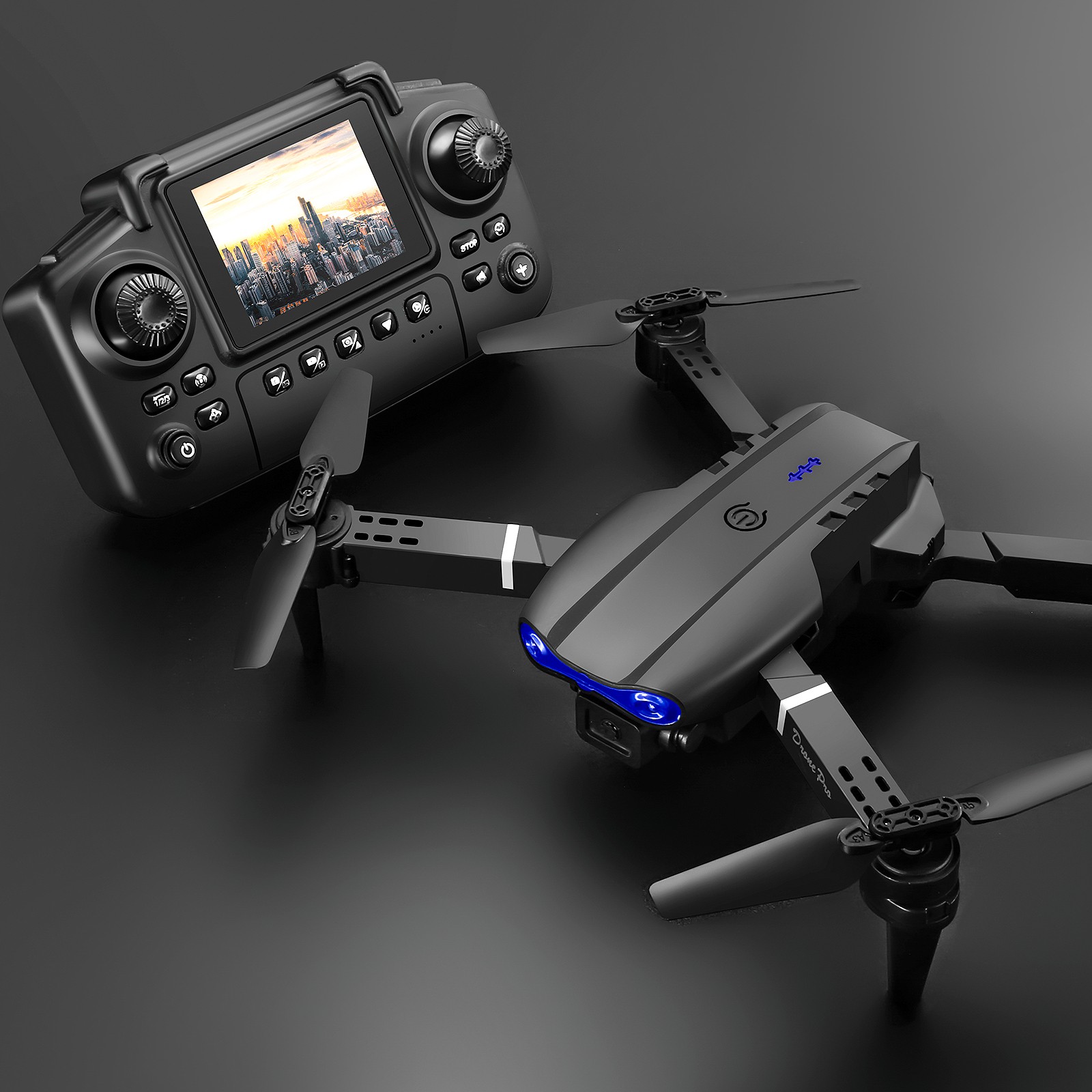 Drone 4K HD Dual Camera WiFi FPV RC Foldable Quadcopter Remote with Screen