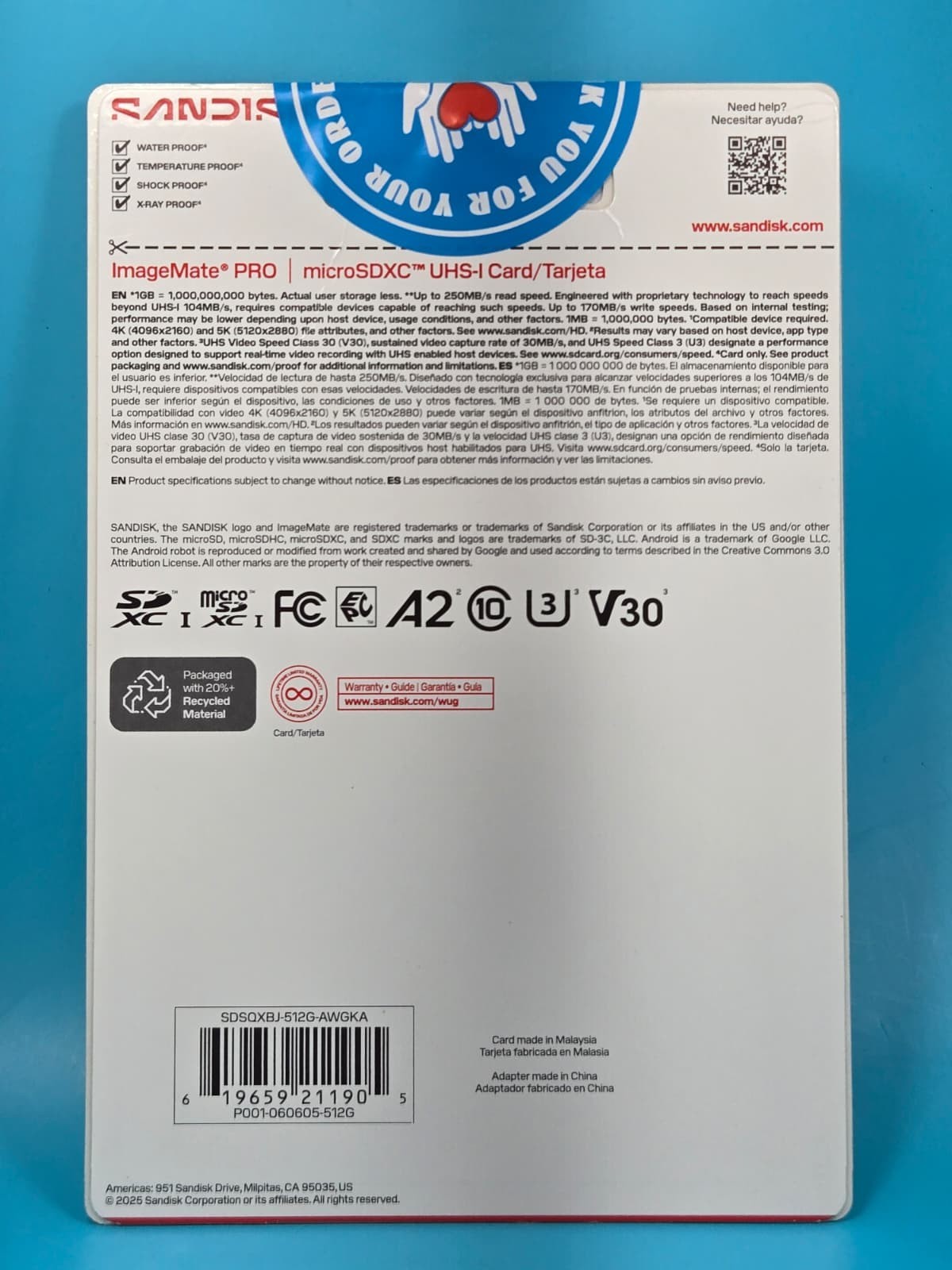 SanDisk 512GB ImageMate Pro microSDXC UHS-1 Memory Card SDSQXBJ-512G-AWGKA