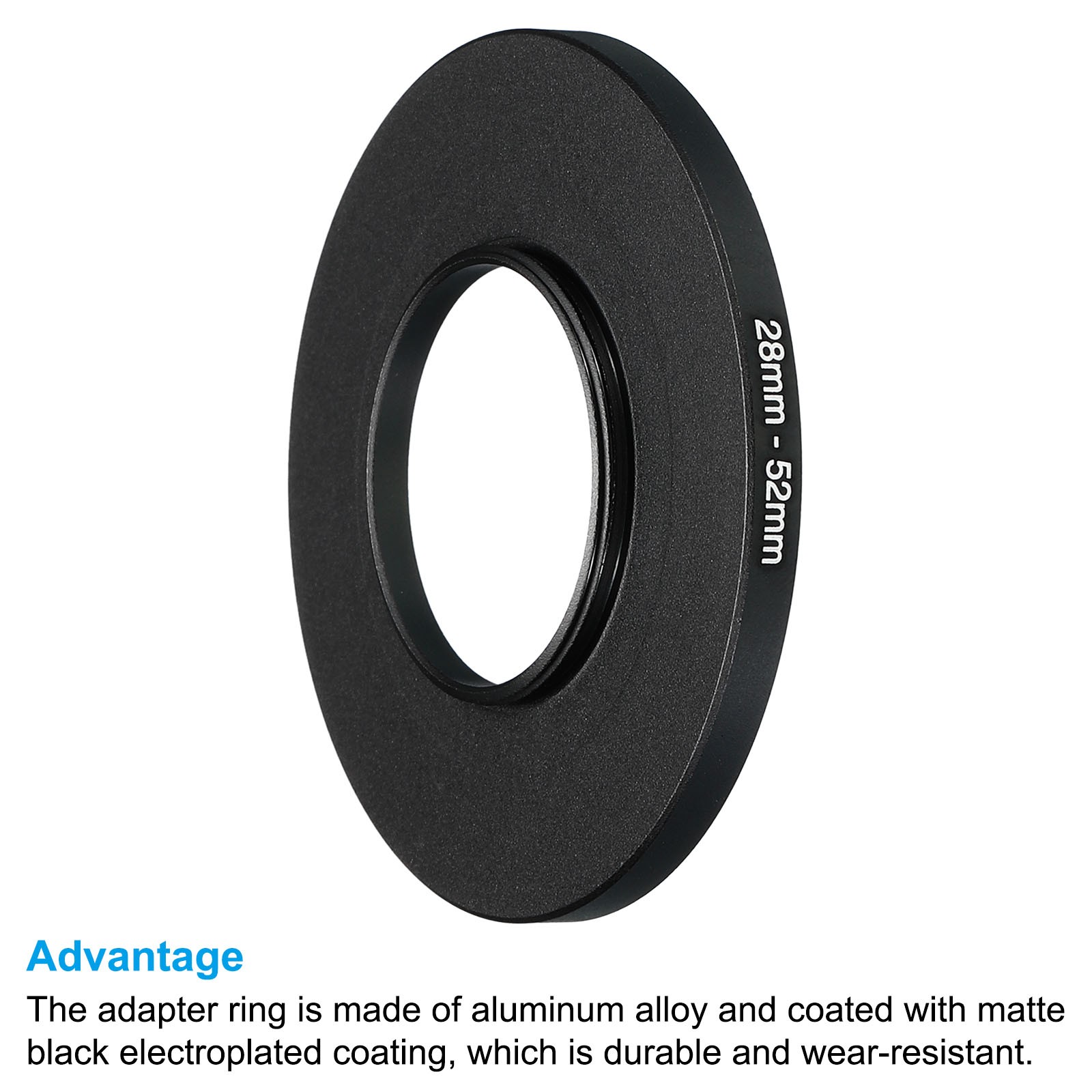28mm-52mm Metal Step Up Ring, Camera Lens Filter Adapter Ring Black