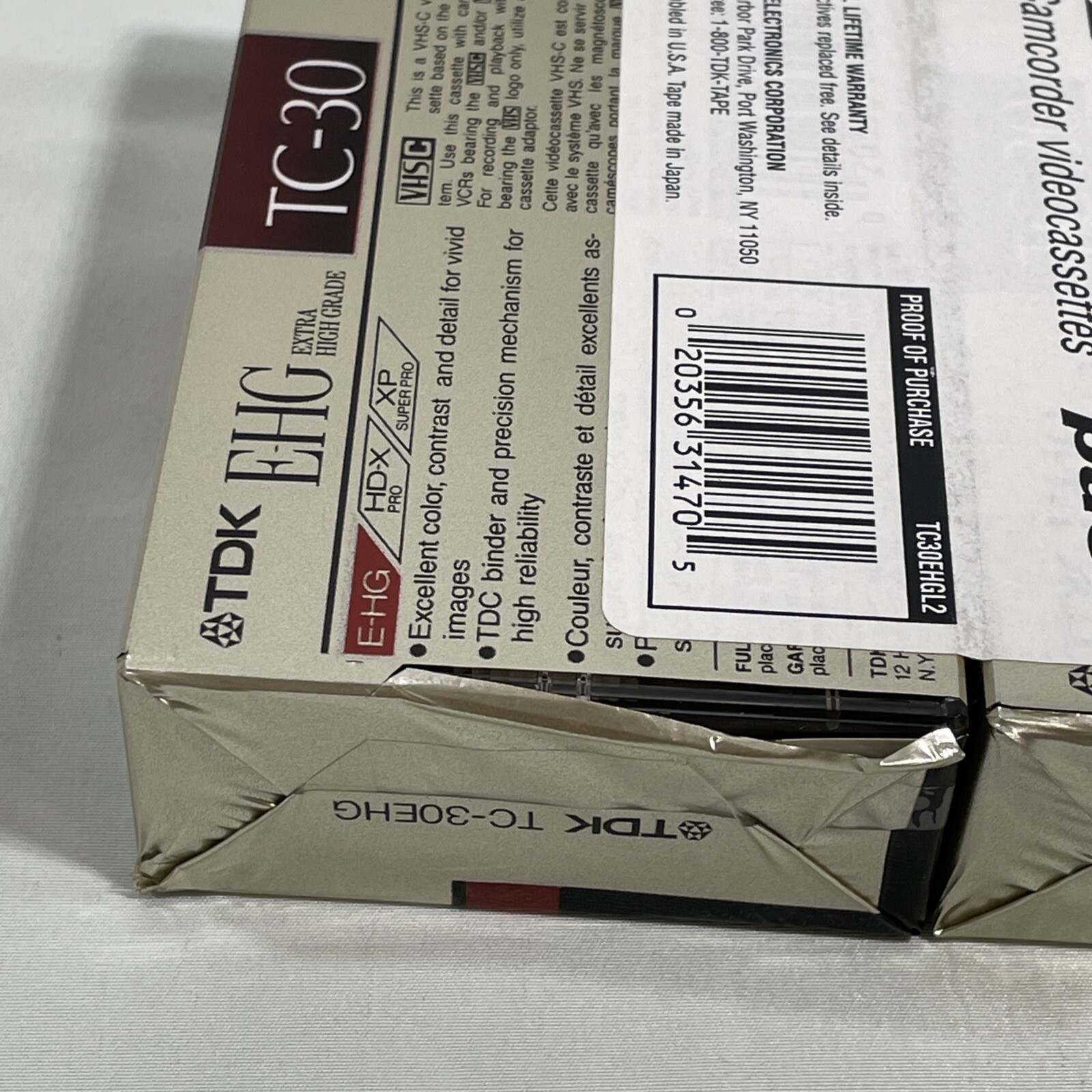 TDK E-HG TC-30 Video Camcorder Cassette Tapes Super Avilyn 30 Min. Sealed Lot 3
