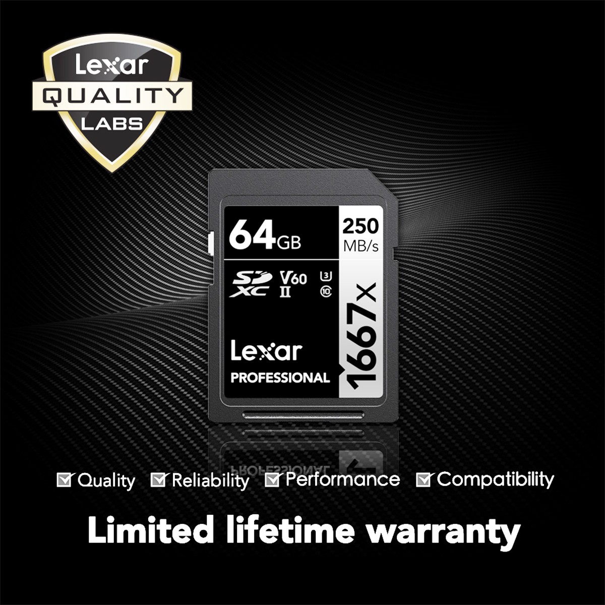 Lexar SILVER Series Professional 1667x 64GB UHS-II SDXC Memory Card, 2-Pack