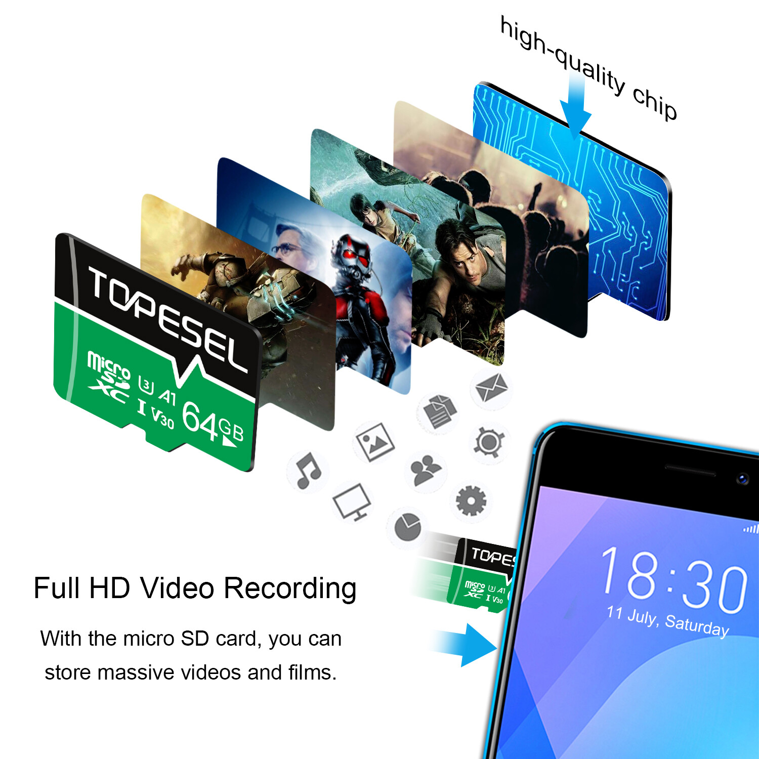 64GB Micro SD Card Memory Card Class 10 SDXC SDHC TF Card For Phone Camera LOT