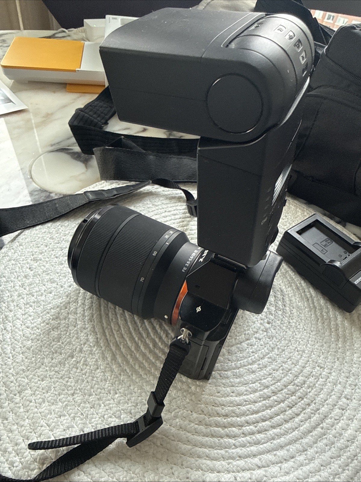 SONY Alpha A7 Mirrorless Digital Camera Black With Flash, Bag, and 28-70mm Lens