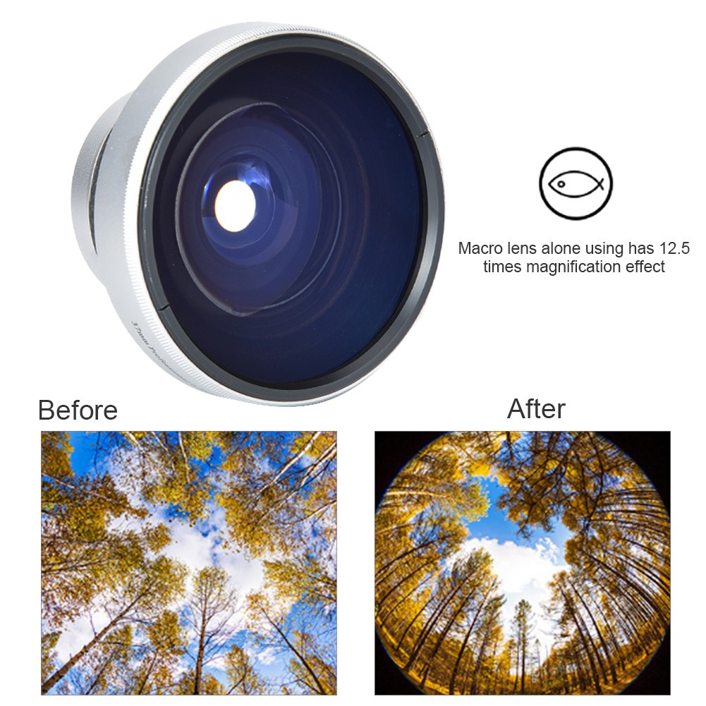 Silver Strong Applicability 37mm 0.25X Super Fisheye Additional Lens For 37mm