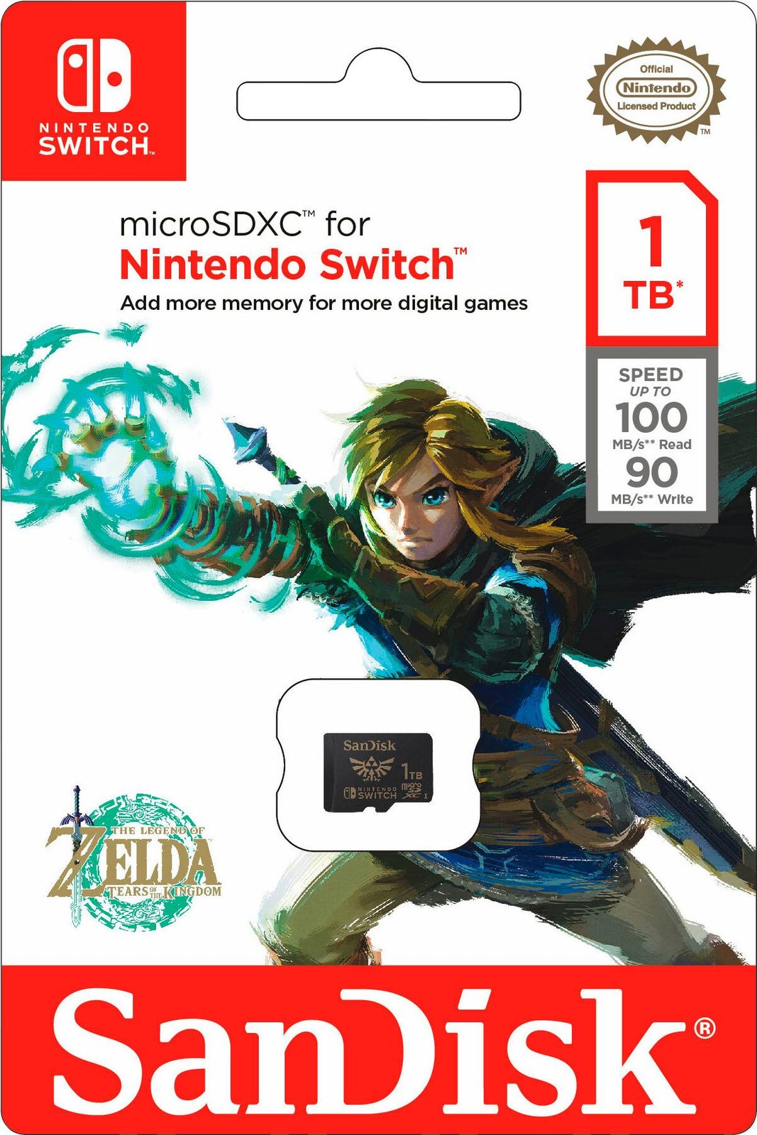 SANDISK – 1TB microSDXC UHS-1 Memory Card Licensed for Nintendo Switch 1