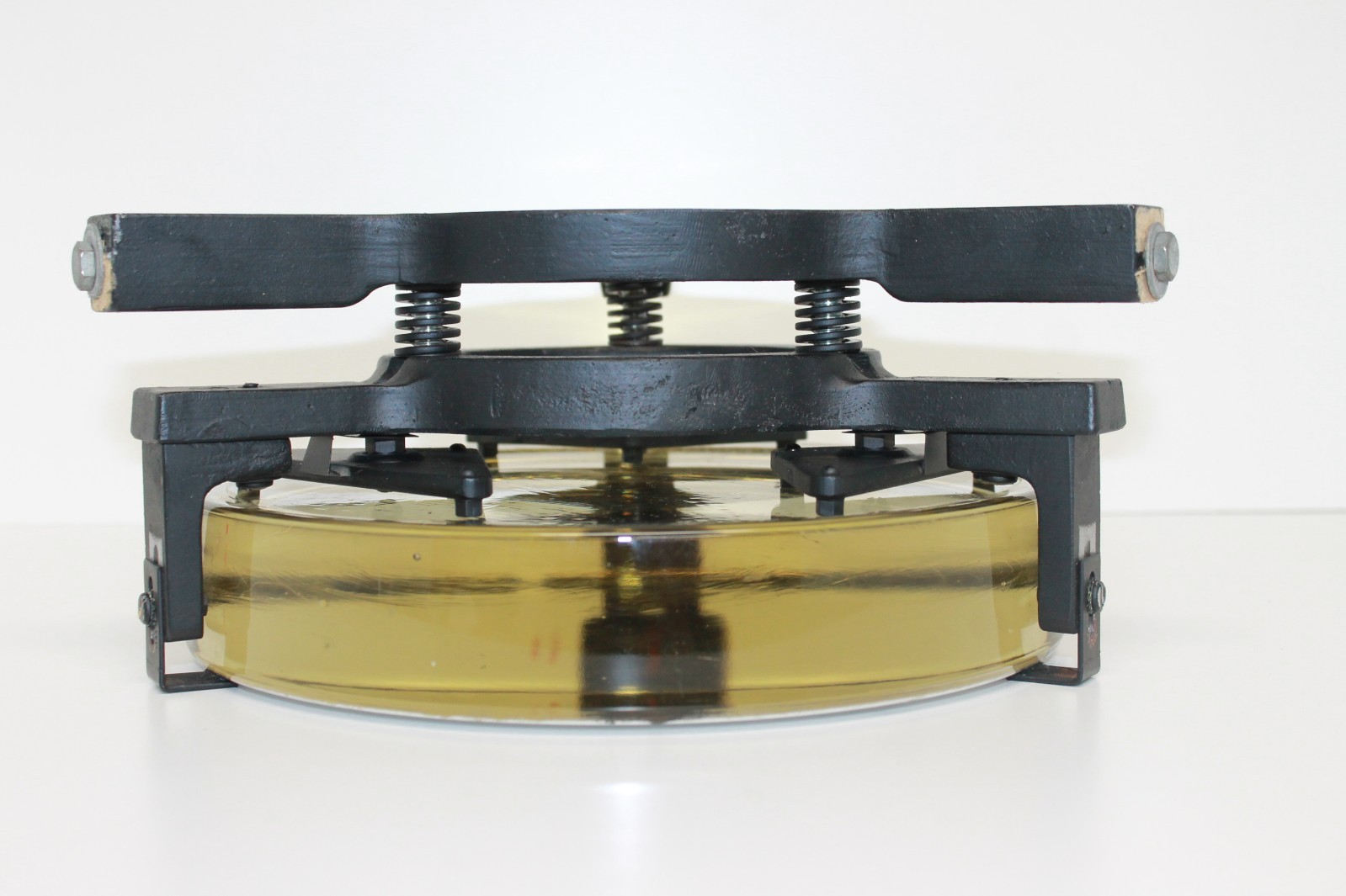 Vintage PYREX 10 x 1.75 Inch Thick Mirror Glass with Adjustable Spring Base