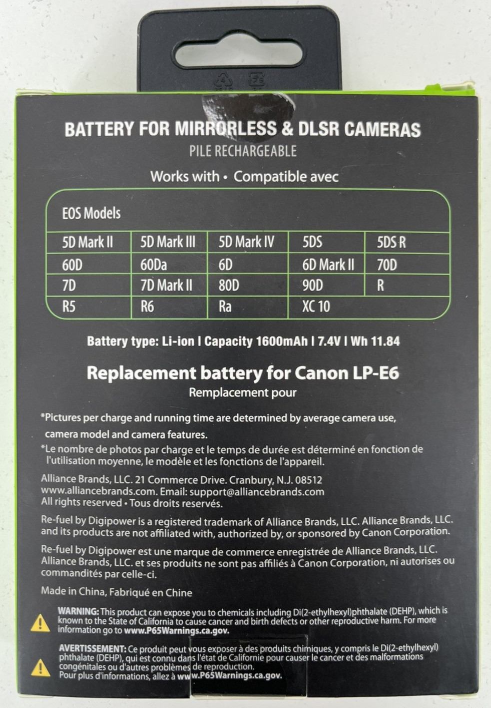 Digipower – Rechargeable Battery for Canon LP-E6 5D Mark II-III 7D Mark II 6D 7D