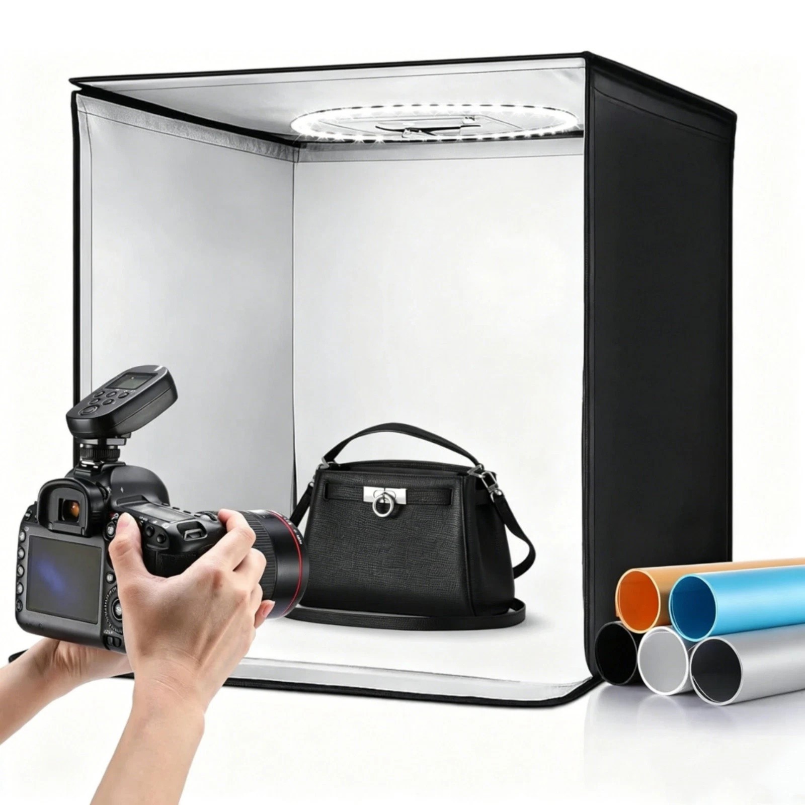 16″ LED Photo Studio Light Box Folding Photography Shooting Tent Background Kit