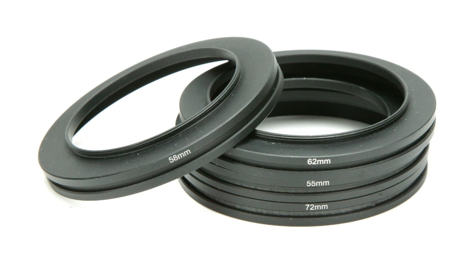 Four Adapters & Connecting Rings With Thread 55, 58, 62 & 72mm. See Pictures. EX