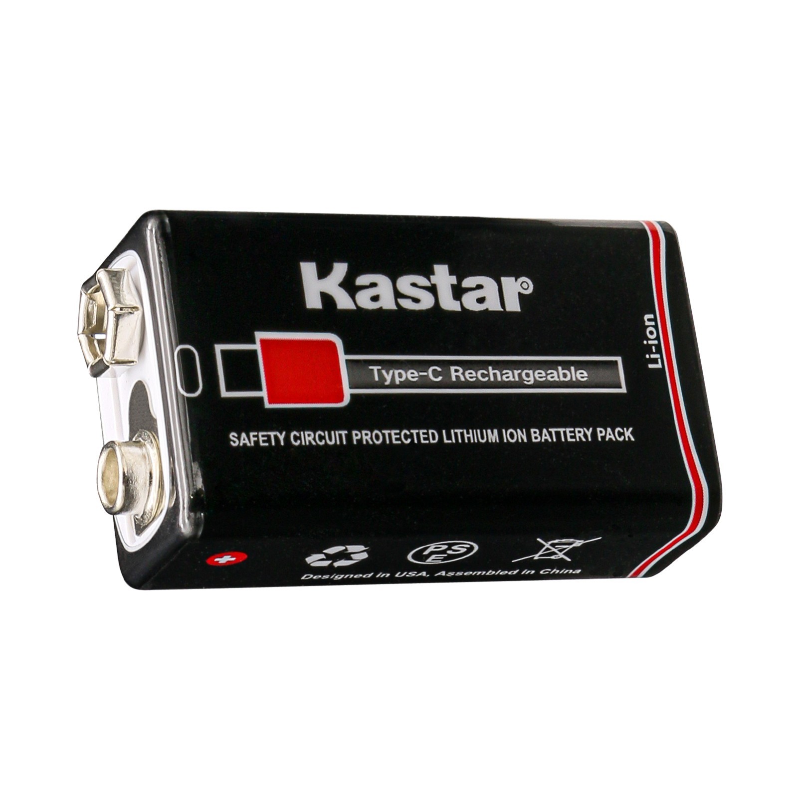Kastar USB-C 9V Li-ion Battery (6F22) for Medical devices & clamp meters
