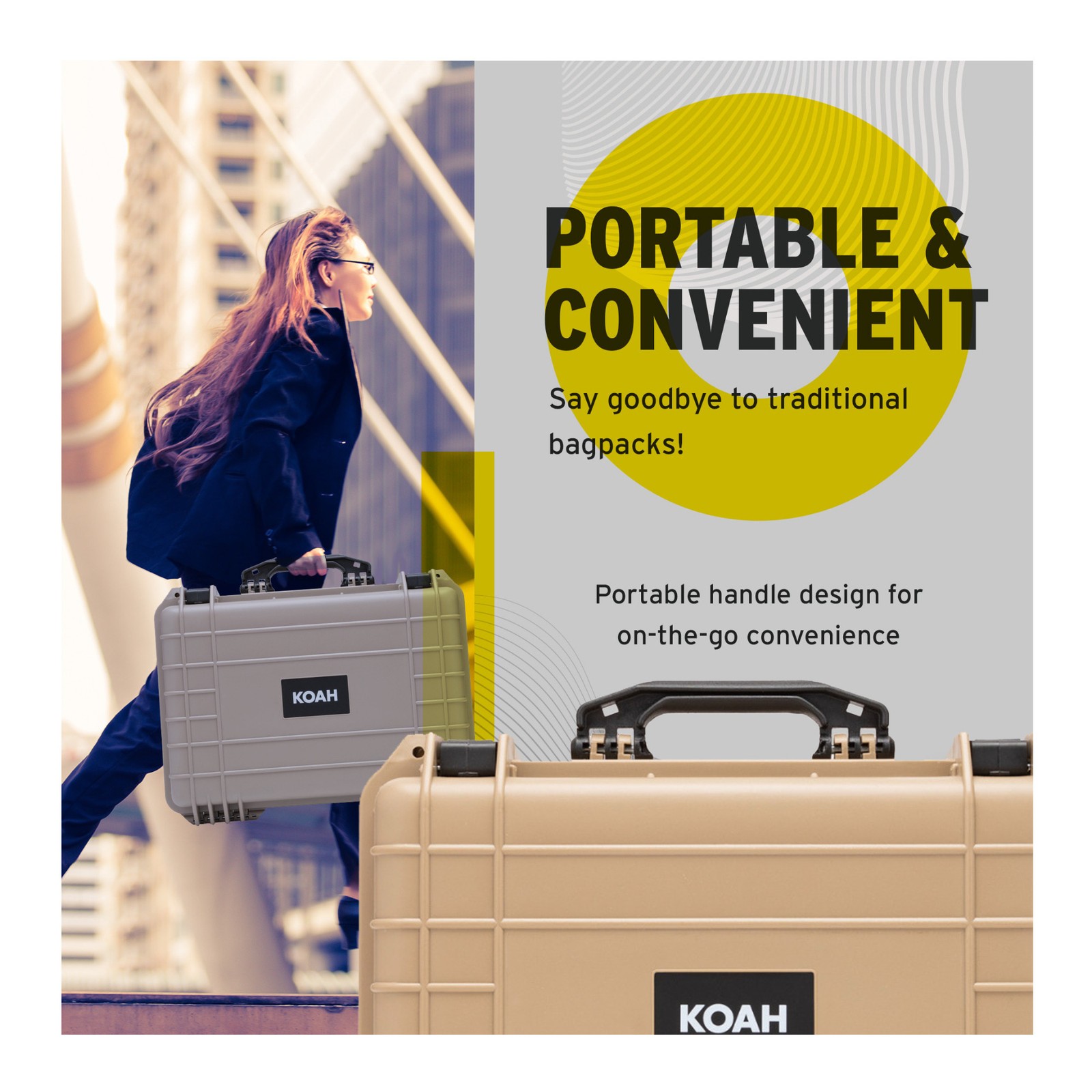 Koah Weatherproof Hard Case Customizable Foam 18 x 14 x 7 In (Tan)