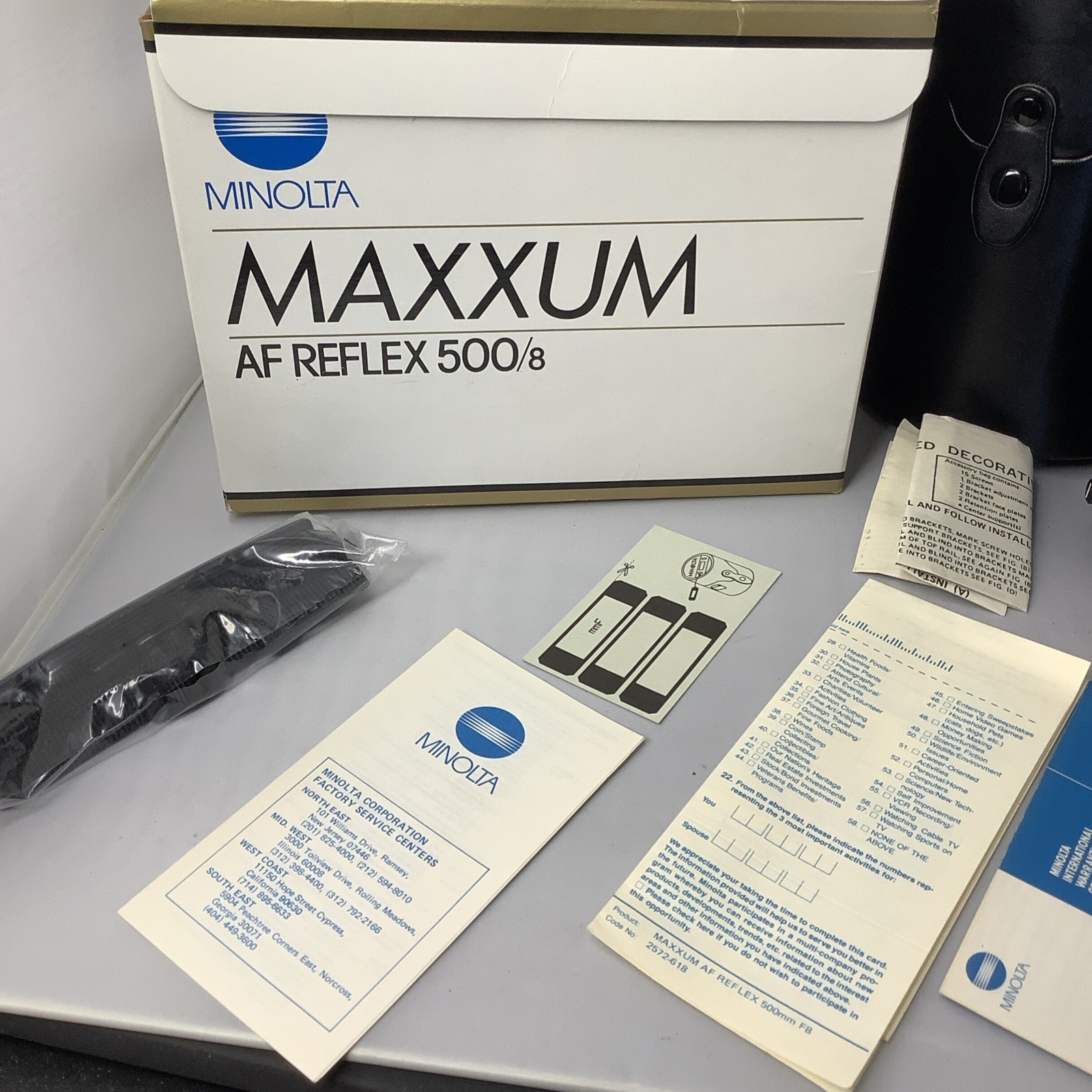 Minolta Maxxum AF Reflex 500mm f/8 Mirror w/ Case And Box And All Paperwork