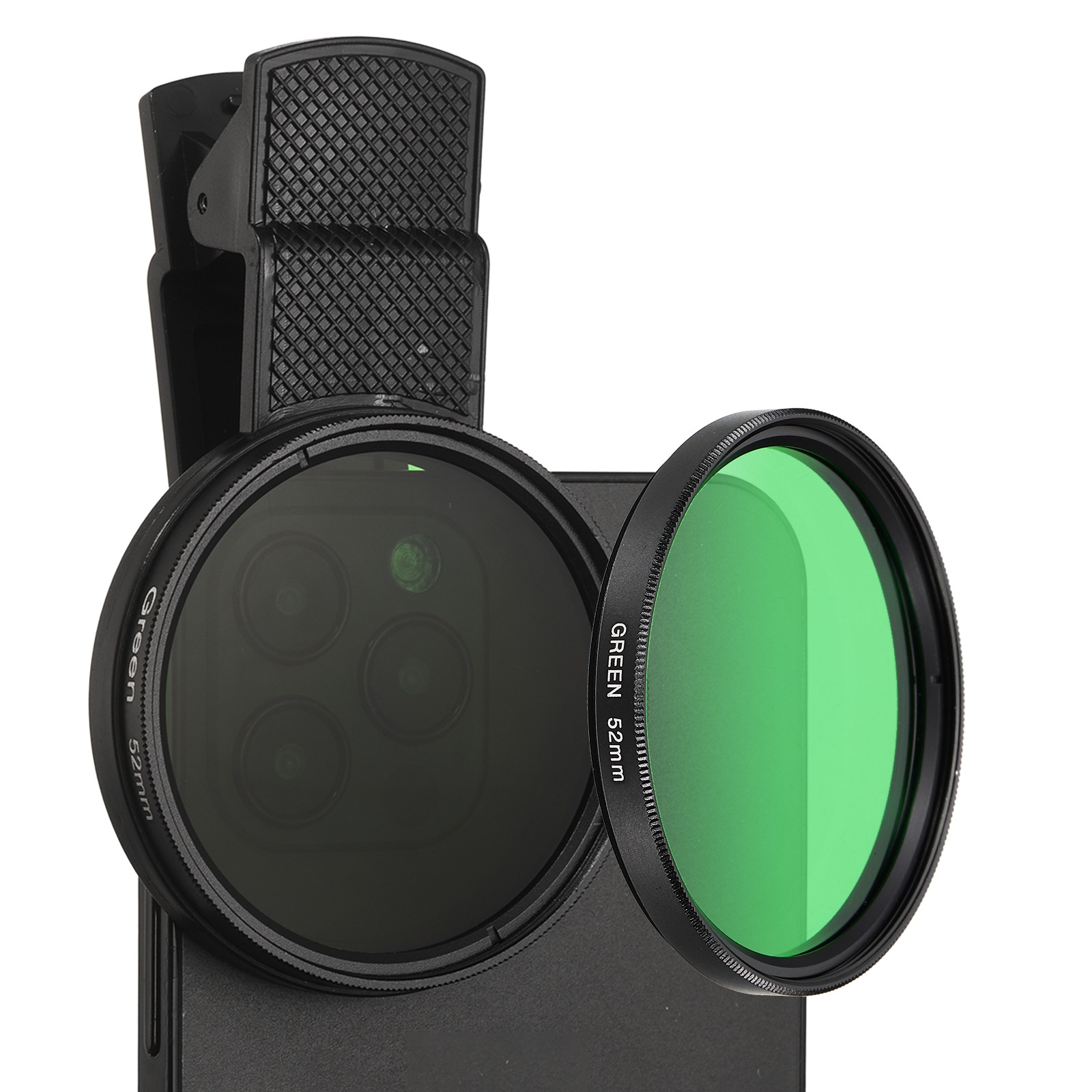 52mm Phone Camera Lens, Clip-On Full Color Filter, Green