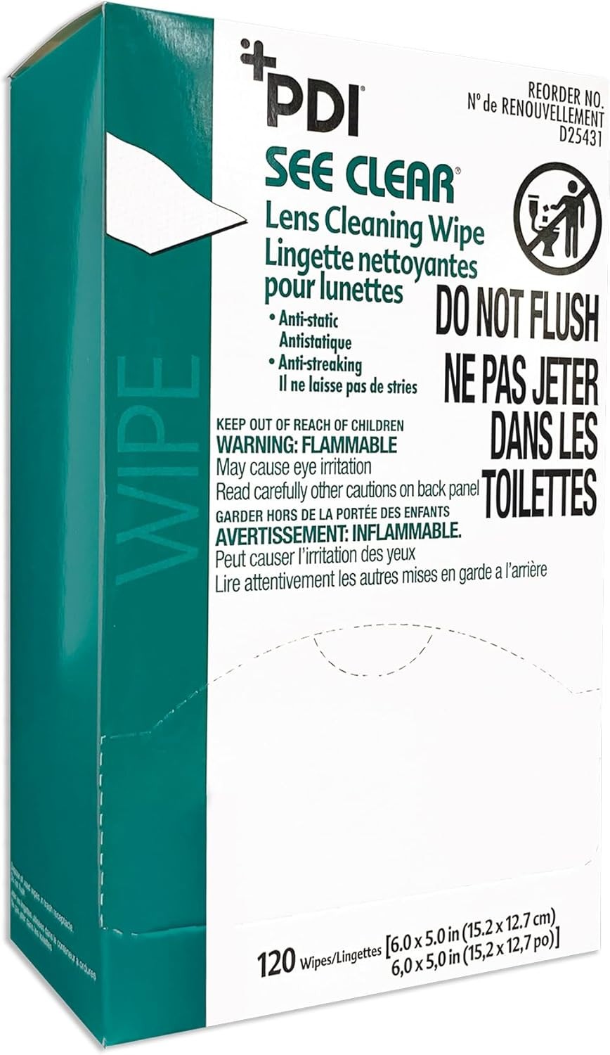 PDI See Clear Lens Cleaning Wipes Anti-Static Streak-Free Glasses Cleaner 120 Ct