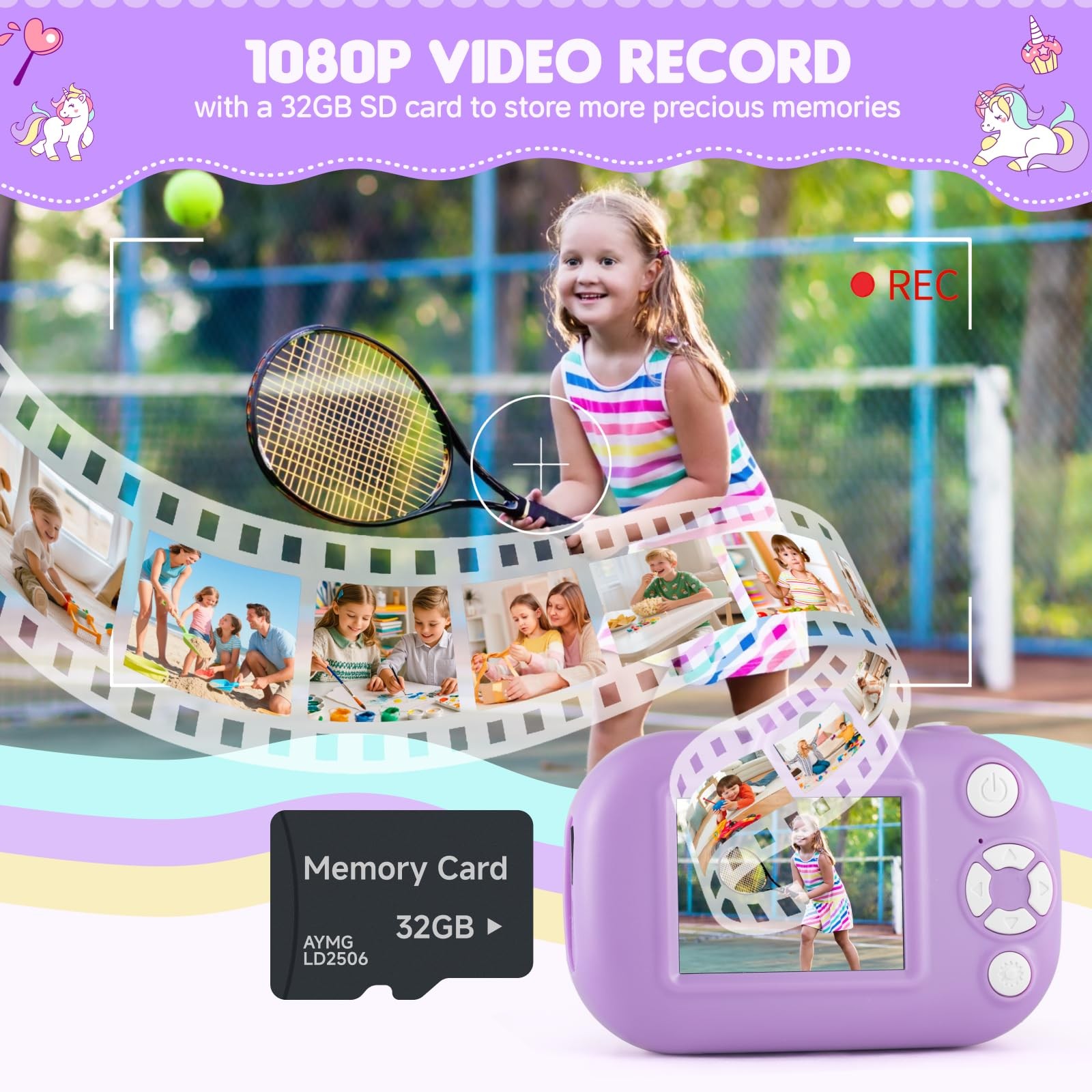 Kids Camera for Girls 3-5 Years Old, Kids Digital Camera with Silicone Cover, 48