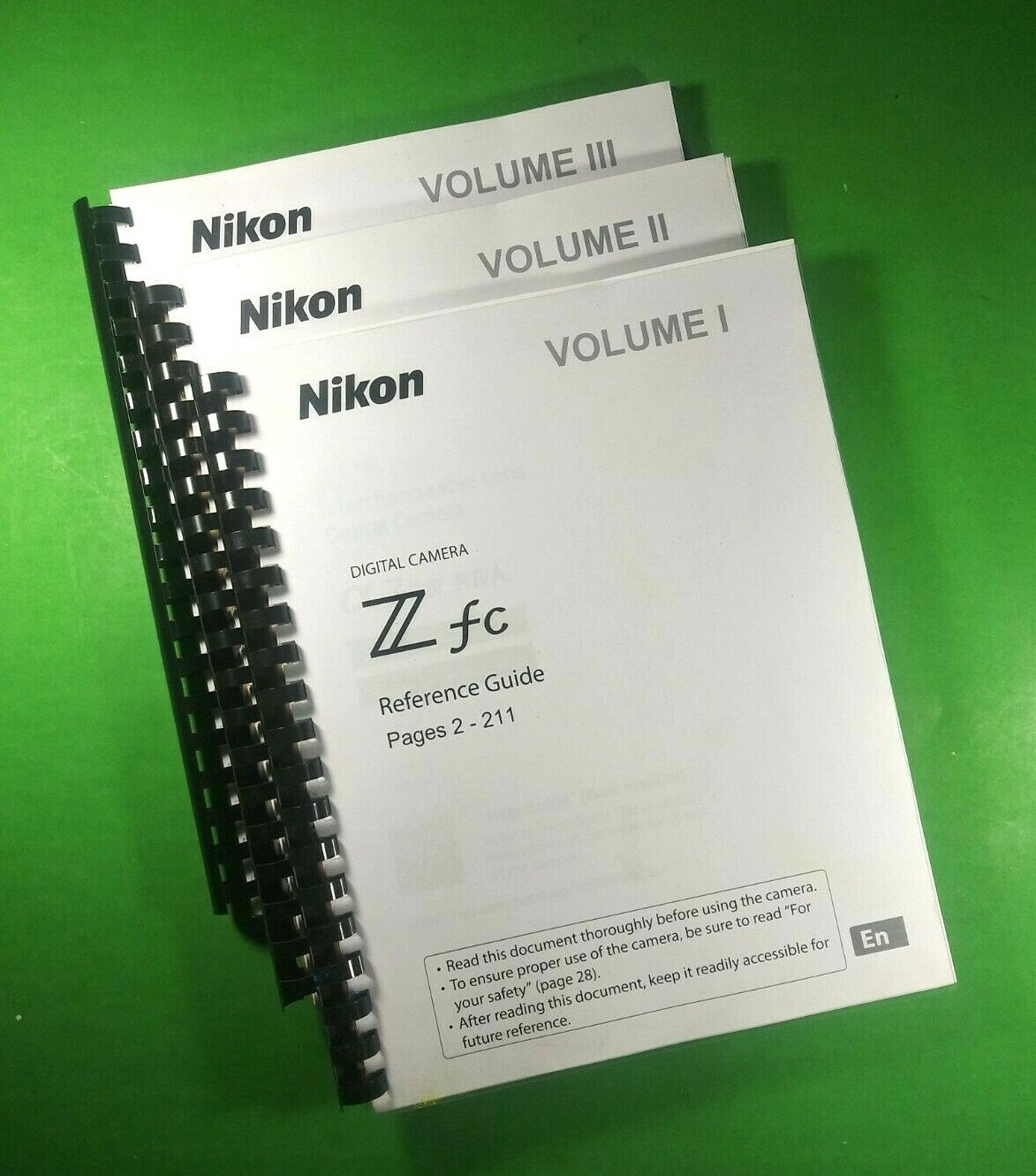 Owners Manual for Nikon Z fc Camera 624 Page 8.5 x 11″ 3 Volume set.