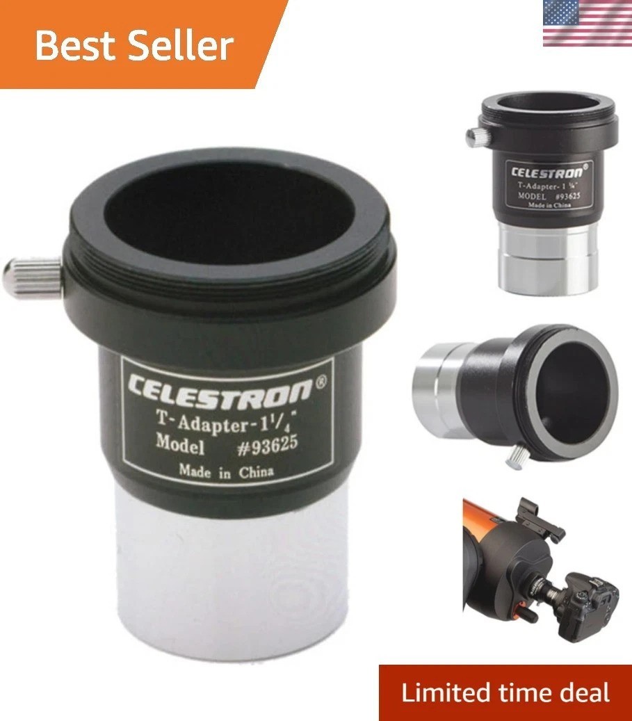1.25 Inch Silver/Black T-Adapter for DSLR and SLR Cameras in Astrophotography