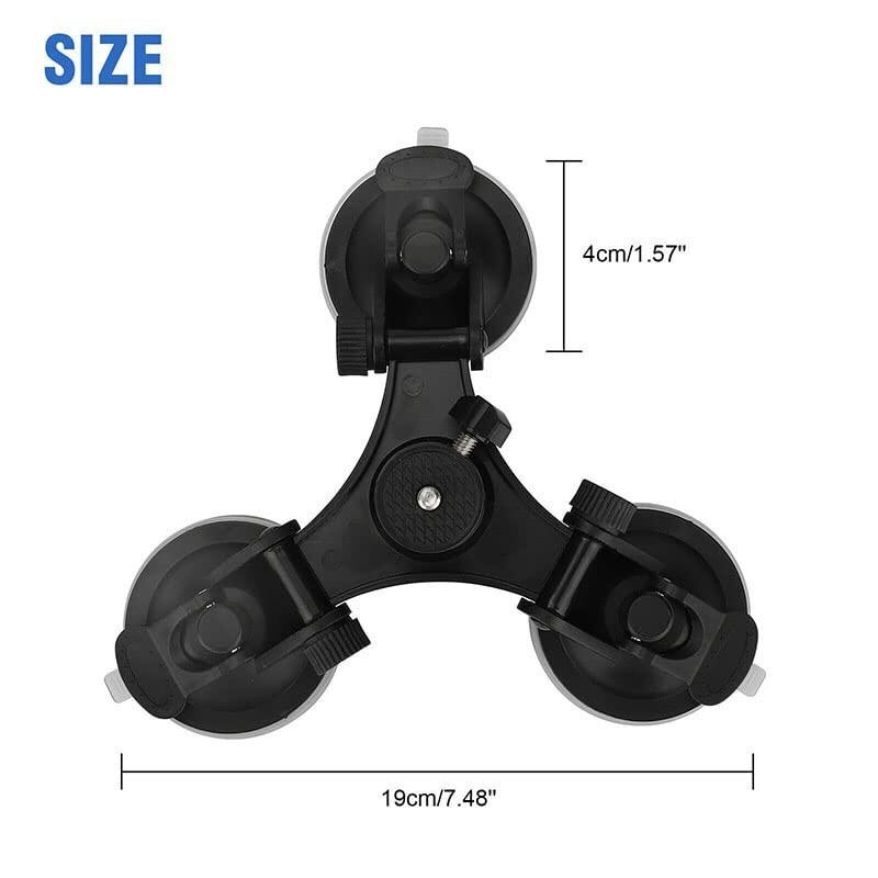 3-Suction Cup Car Window Mount 360° Adjustable Bracket for GoPro Action Cam