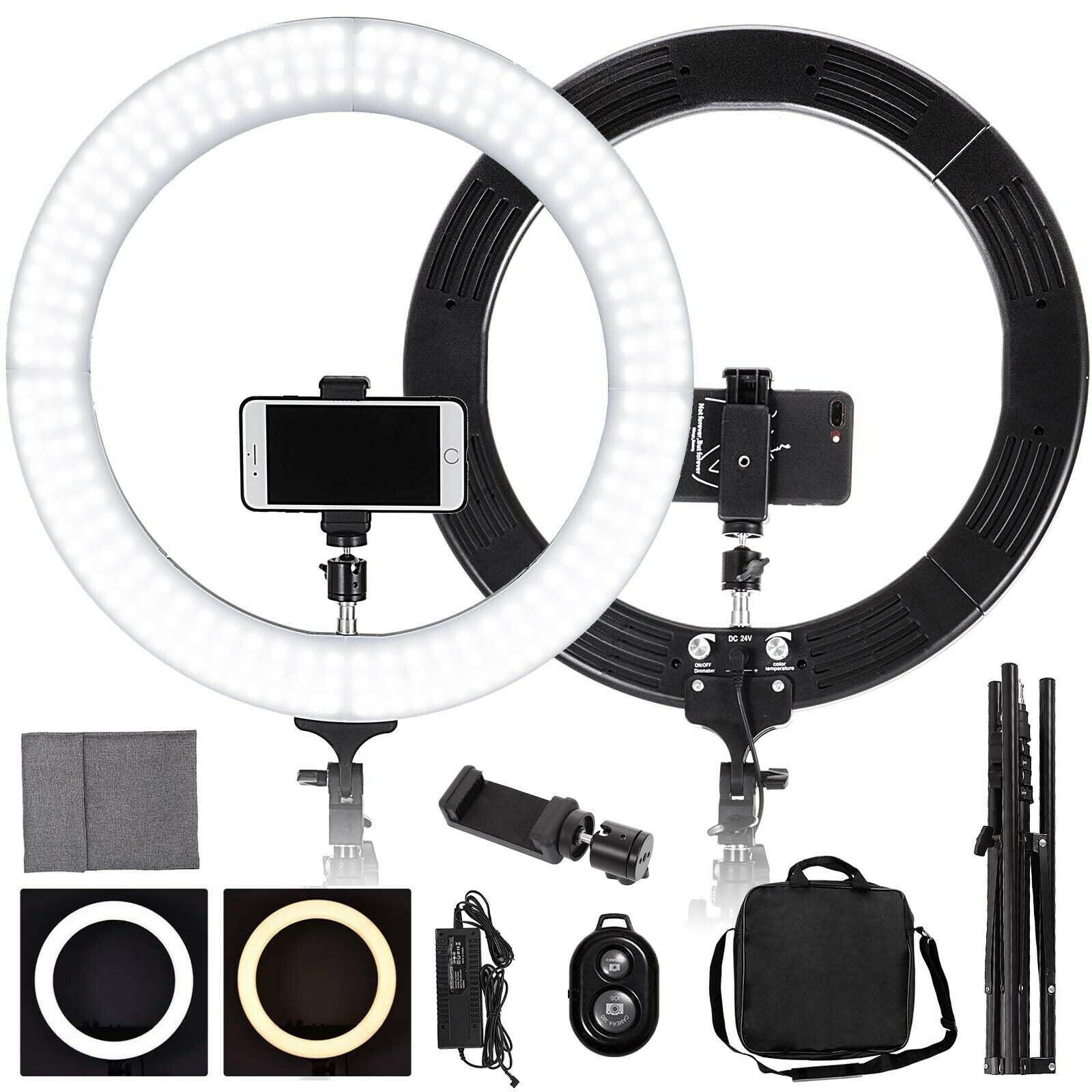 18″ LED SMD Ring Light Kit with Stand Dimmable 6600K for Makeup Phone Camera