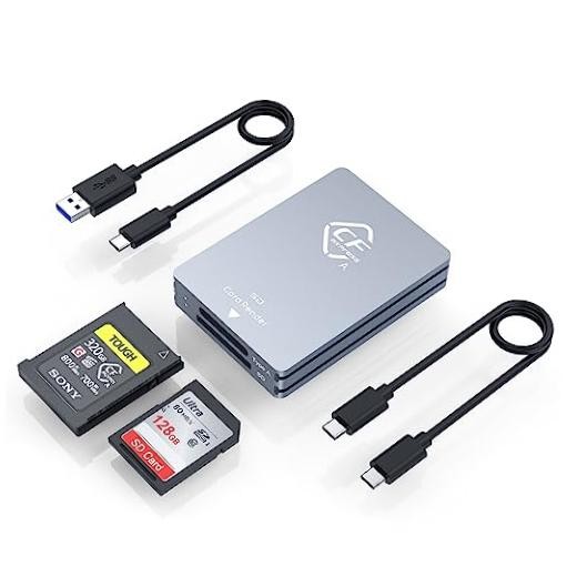 CFexpress Type A and SD Dual-Slot Memory Card Reader, 10Gbps USB 3.2 Gen 2 Grey