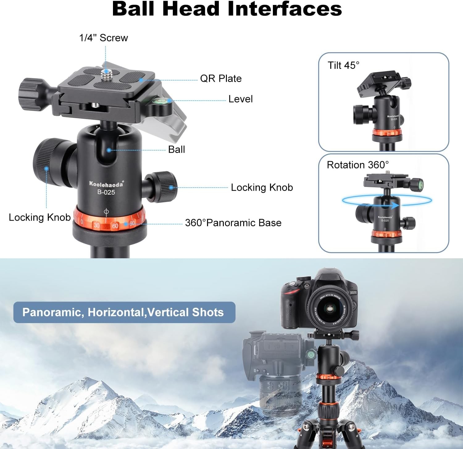 Koolehaoda Mini Desktop Tripod Portable Camera Tripod Adjustable Desk Tripod