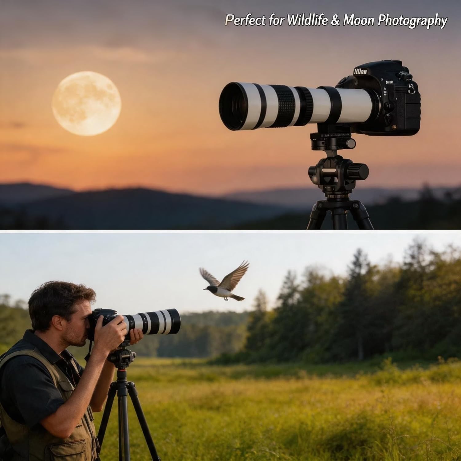 420–800mm Telephoto Zoom Lens MF for Canon EOS Rebel T8i T7i T7 T6 T5 T4i T3i