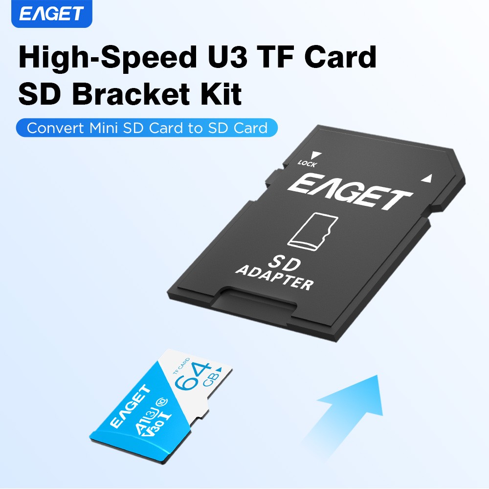 EAGET TF Cards 32GB 64GB 128GB 256GB Memory Cards with SD Adapter for Sony GoPro