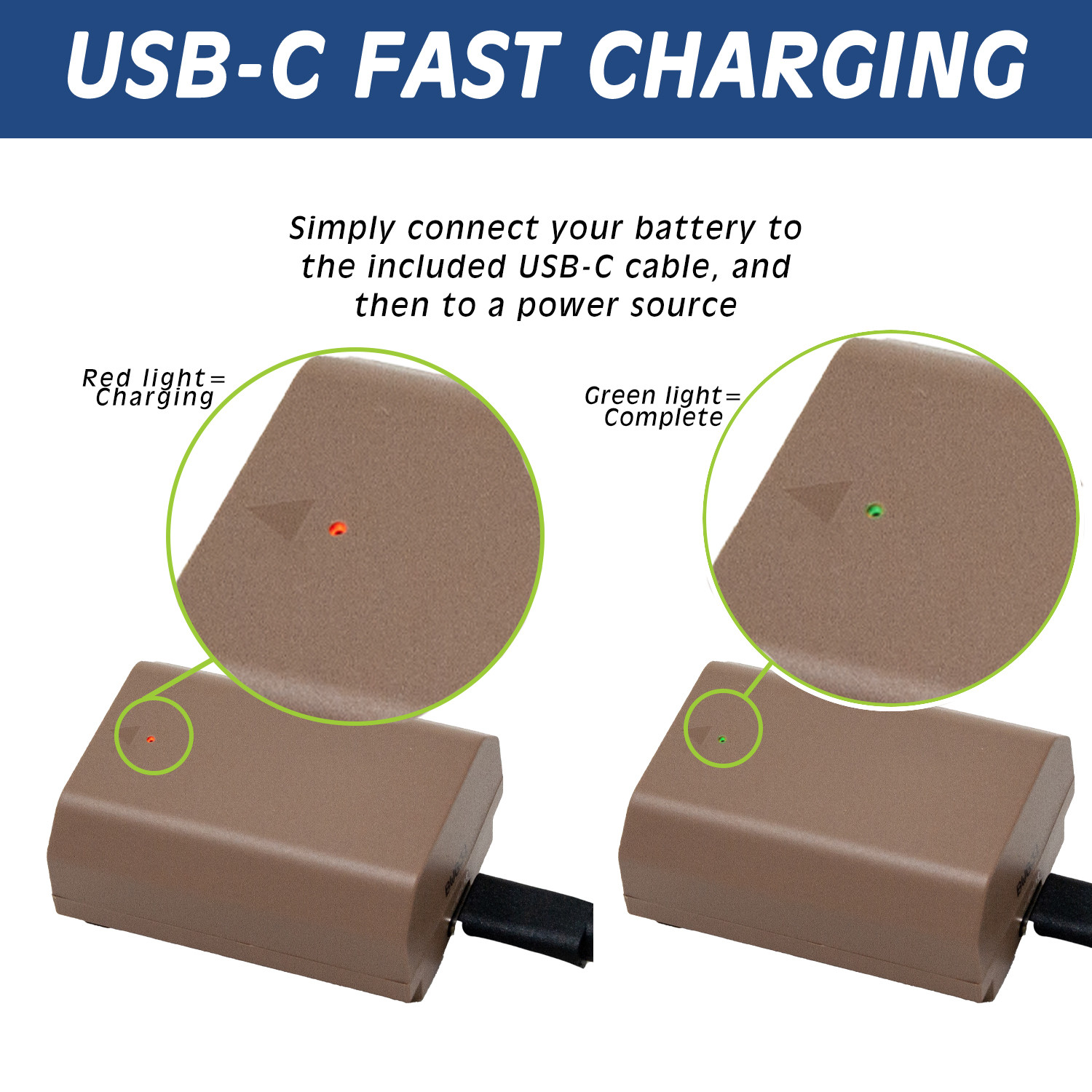 Wasabi Power USB Battery for Sony NP-FZ100 with USB-C Fast Charging