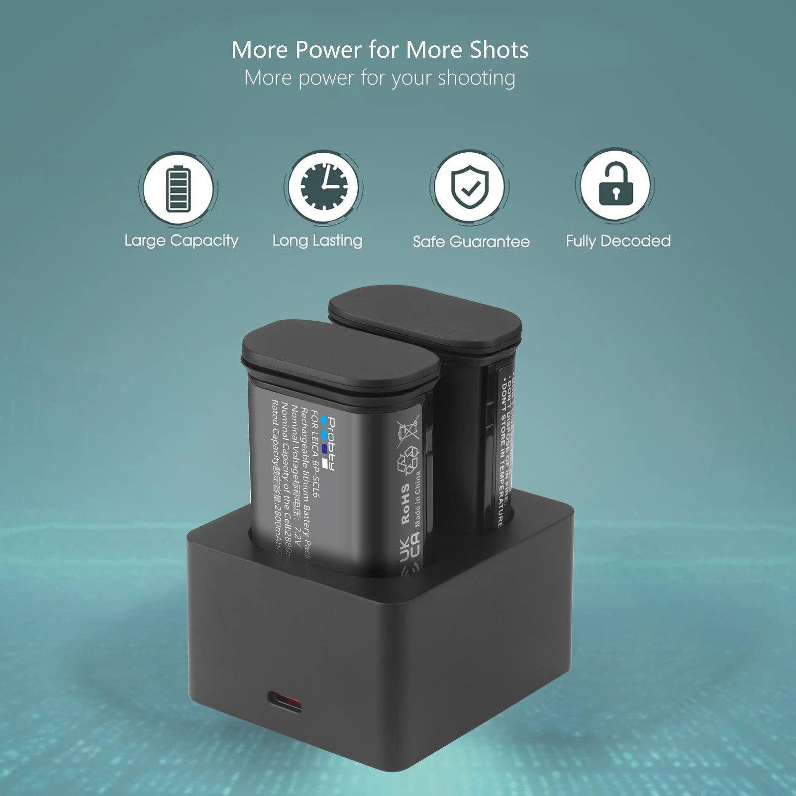 BP-SCL6 Battery For Leica Q2 SL2 SL2-S Q3 SL3 SL3-S 43 Camera w Dual Charger