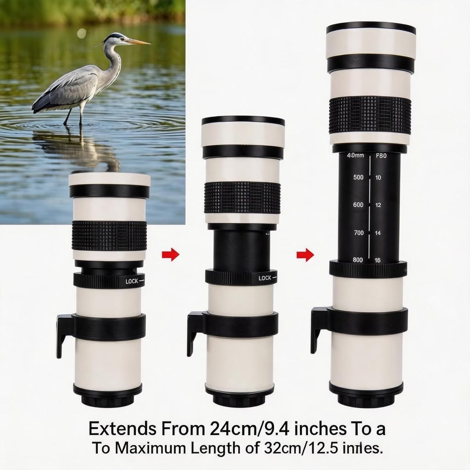 420–800mm Telephoto Zoom Lens MF for Canon EOS Rebel T8i T7i T7 T6 T5 T4i T3i
