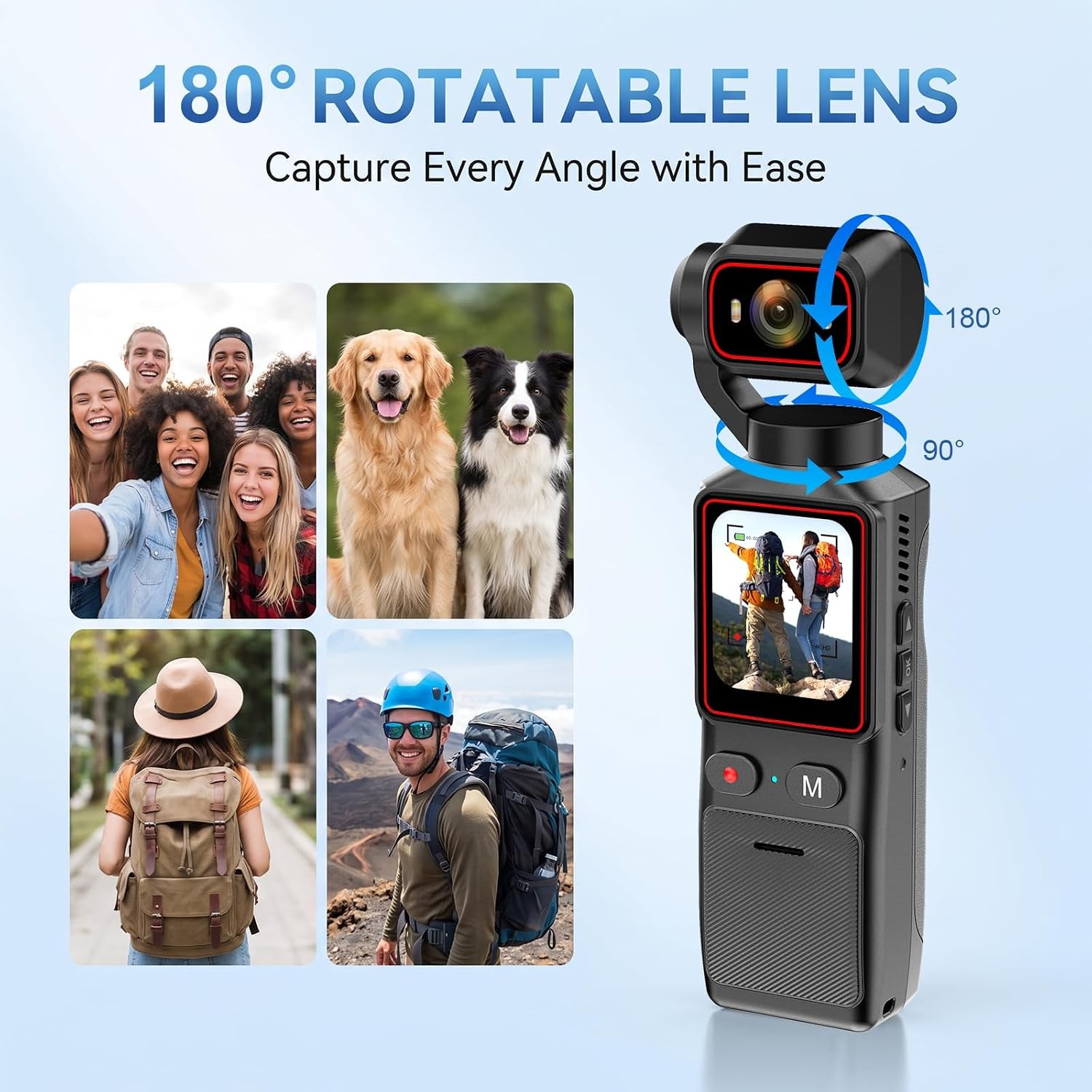 4K POV Vlogging Camera WiFi 1.96″ Display Pocket Handheld Video Recording Cam