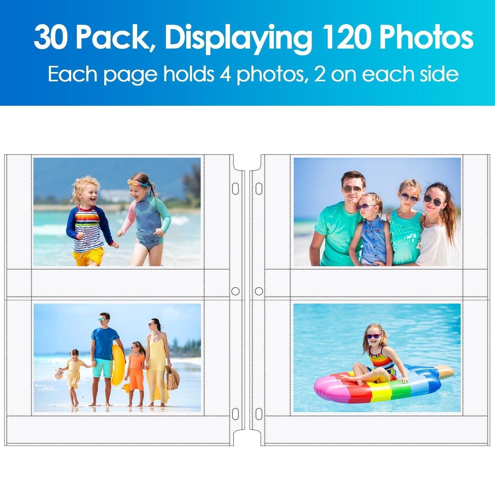 Maxgear 30 Pack Photo Sleeves for 3 Ring Binder – 4×6 for 120 Photos，archival…