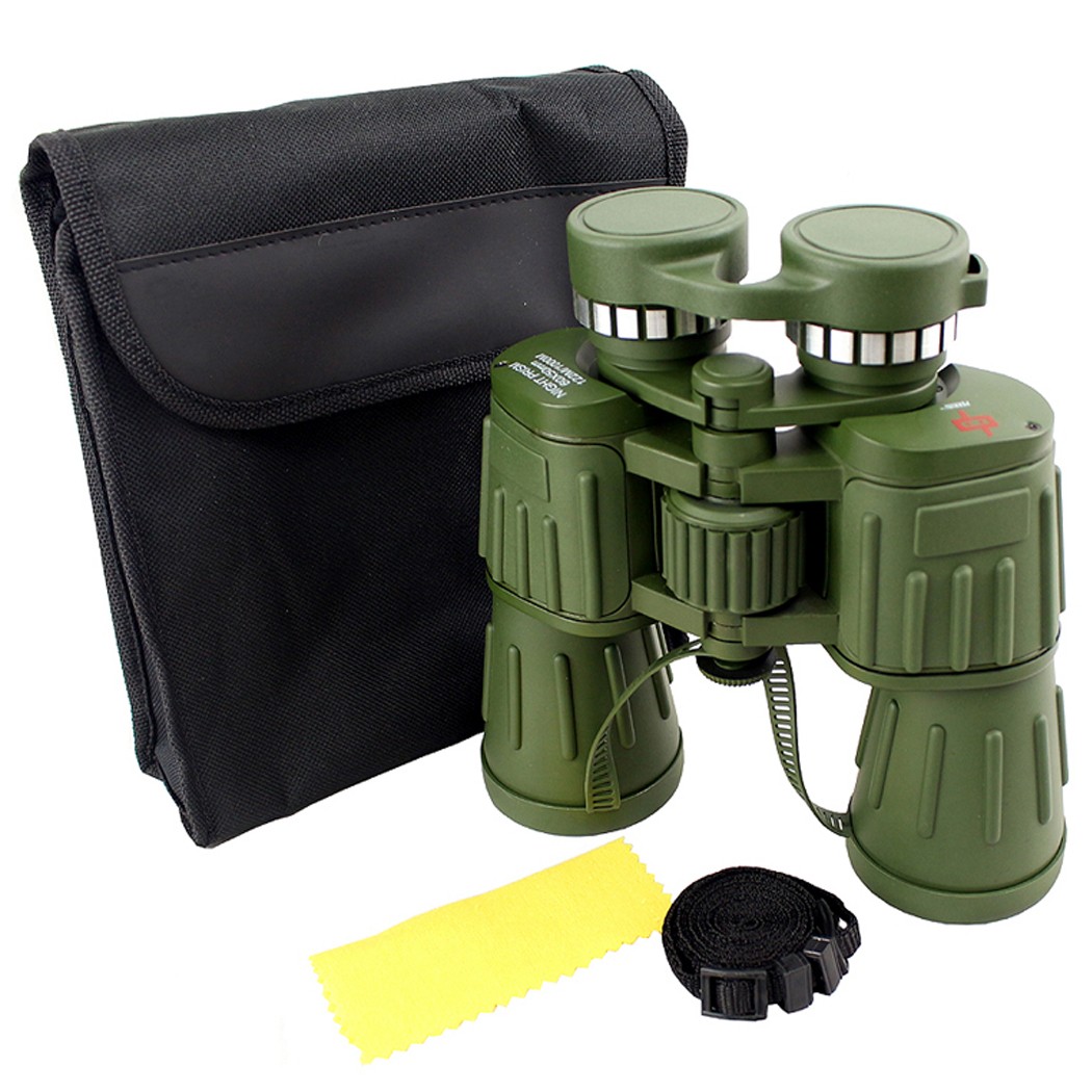 Perrini 60×50 Green Army Binoculars with Day & Night Prism + Case