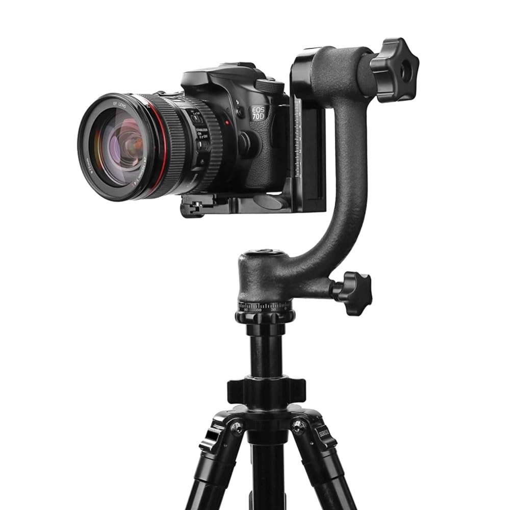 Aluminum Alloy Gimbal Tripod Head with 1/4″ Quick Release Plate – 360° Rotati…