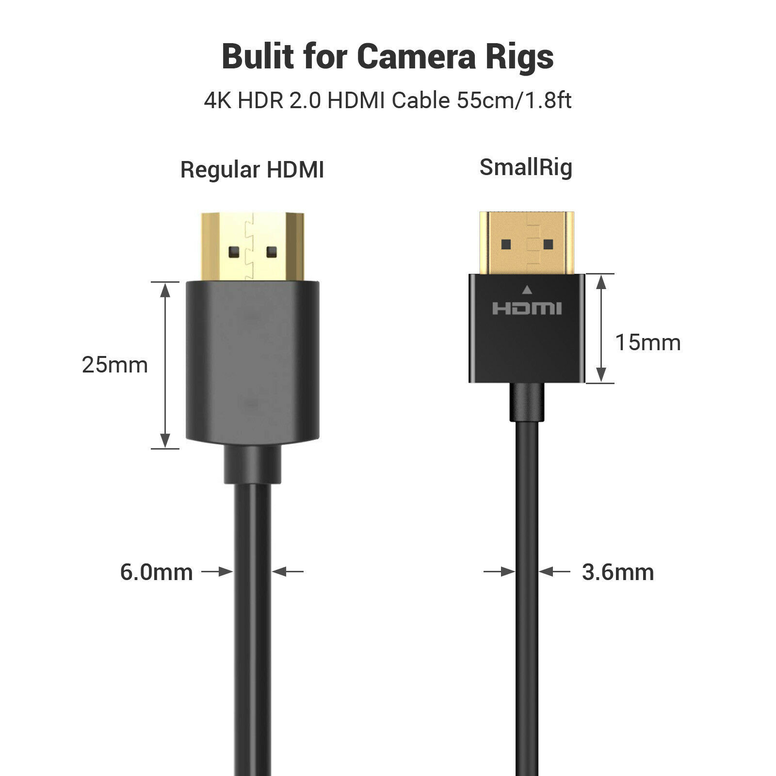 SmallRig Ultra-Slim HDMI Cable (13.8″)Supports Resolutions up to 4K UHD 60HZ