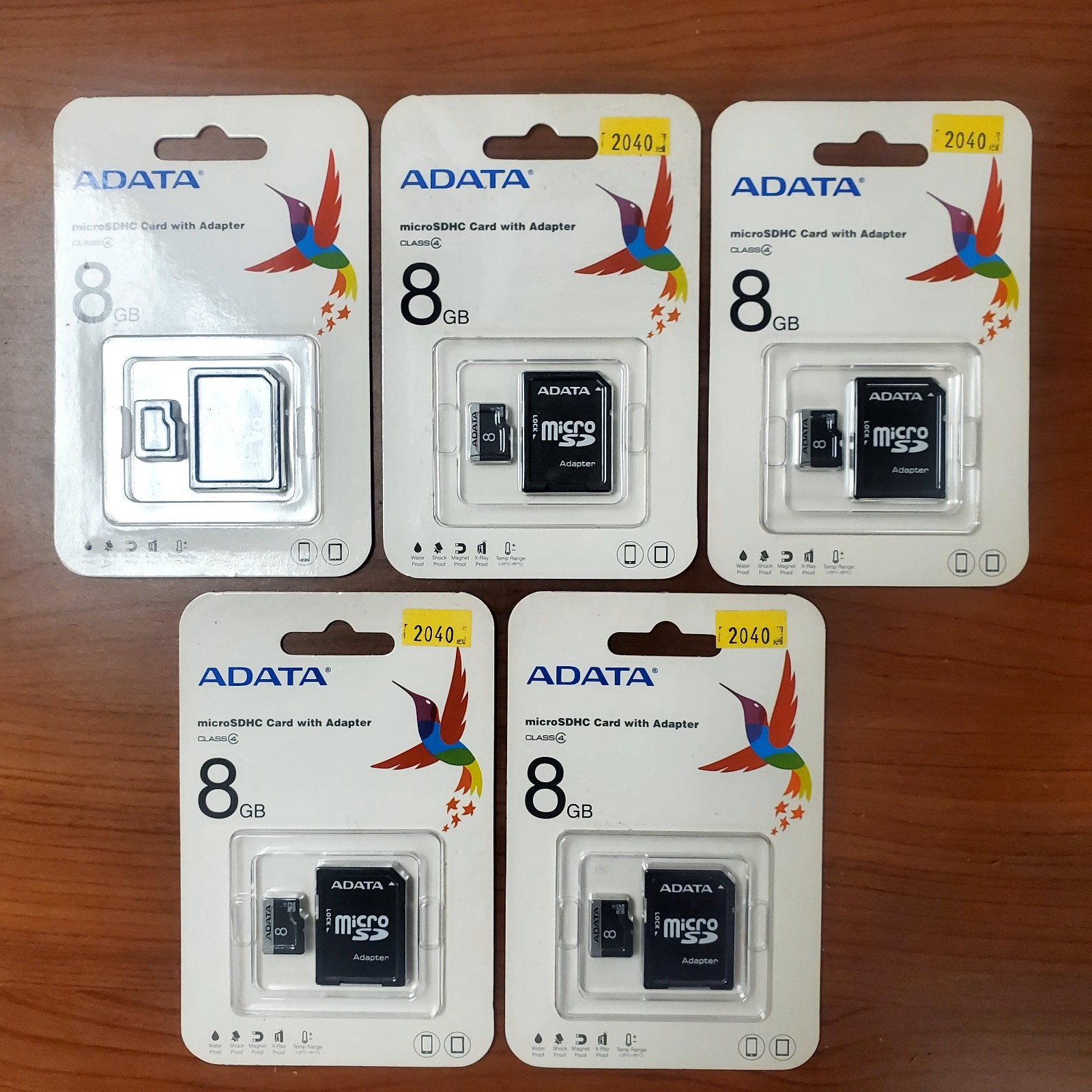 Lot of 5 ADATA MicroSDHC Cards 8GB with Adapter * Great for GoPro Digital Camera