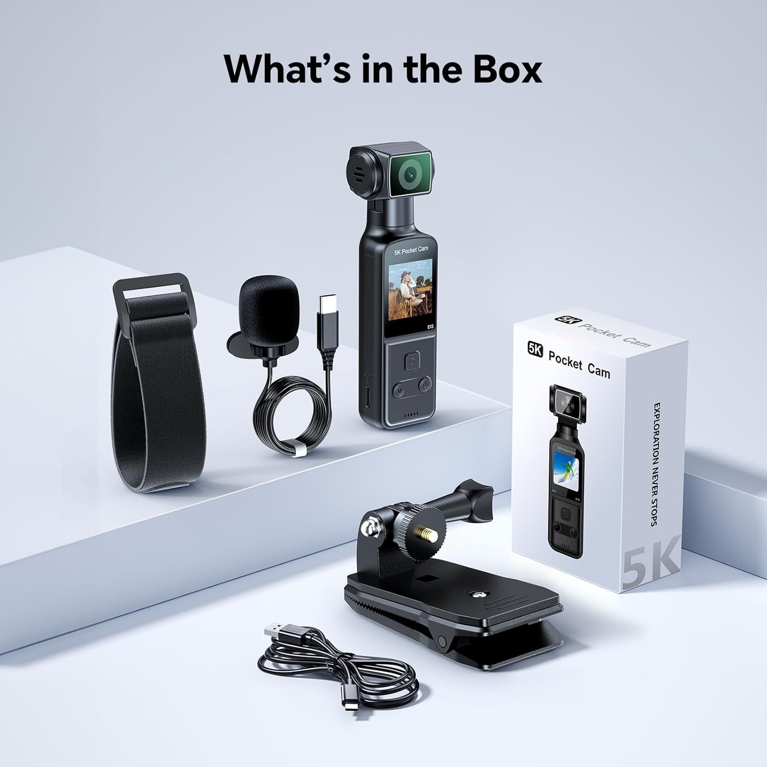 128GB Body Camera with Microphone Vlogging Camera 270° Rotating Stabilization