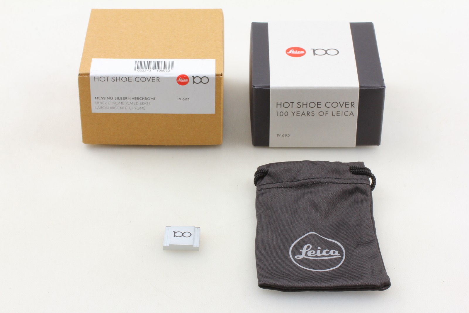 [Unused] Leica Hot Shoe Cover 100 YEARS OF LEICA for M w/Box Chrome From JAPAN