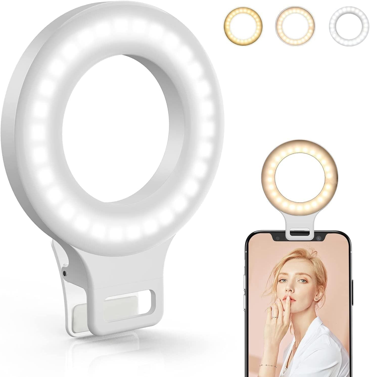 Compact 60 LED Selfie Ring Light – 3 Lighting Modes for Makeup and Photography
