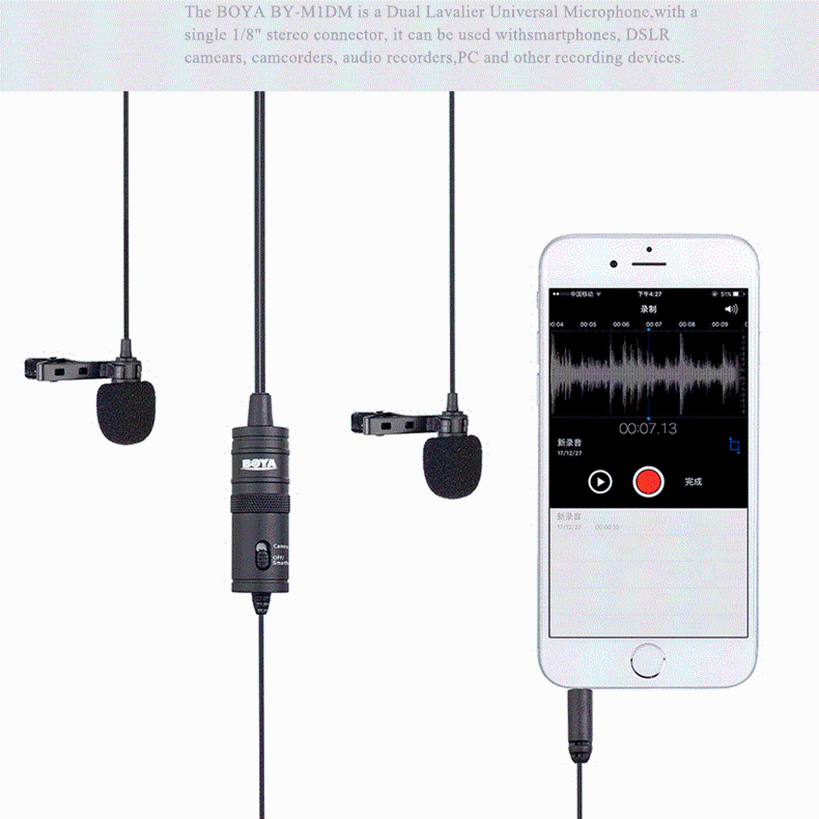 BOYA BY-M1DM Dual Omni-directional Lavalier Microphone for Android Smartphones