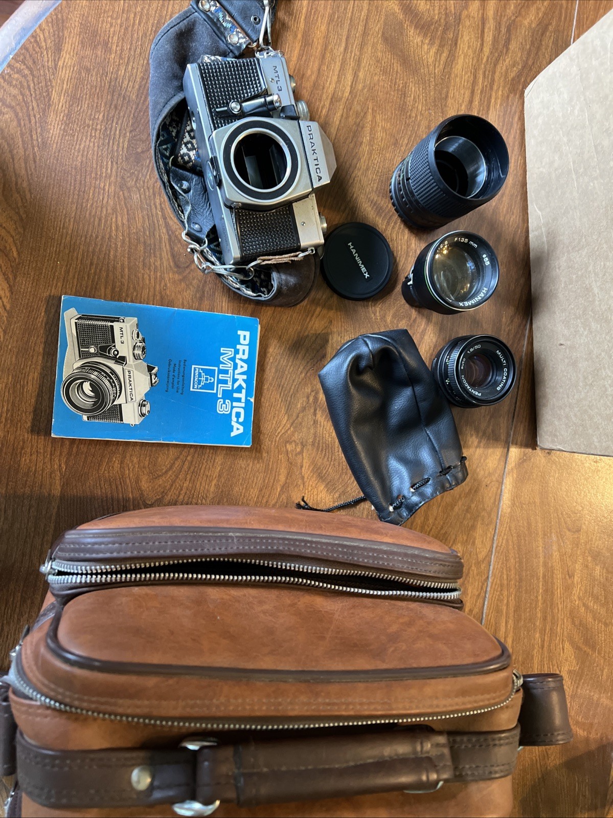 Vintage Praktica MTL-3 Camera with Accessories and Carrying Case Untested