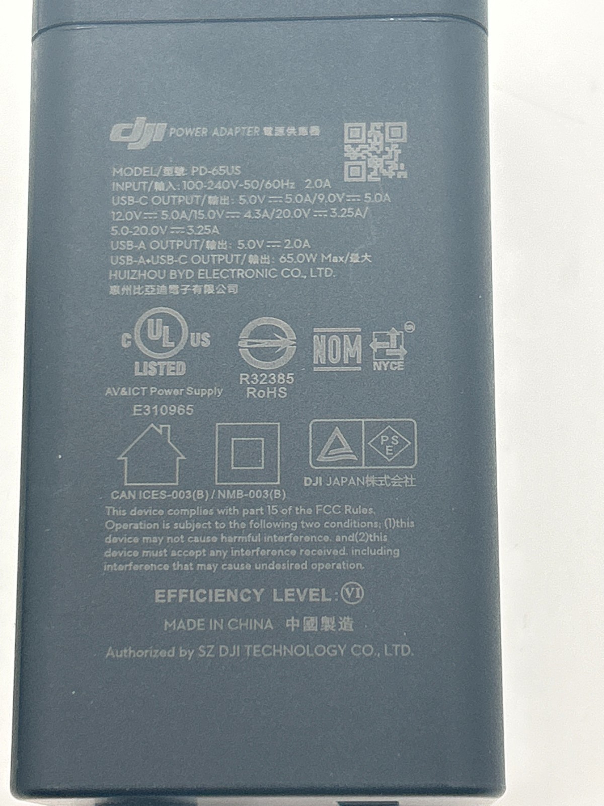 DJI PD-65W – USB-C Power Adapter Charger – PD-65US – Used