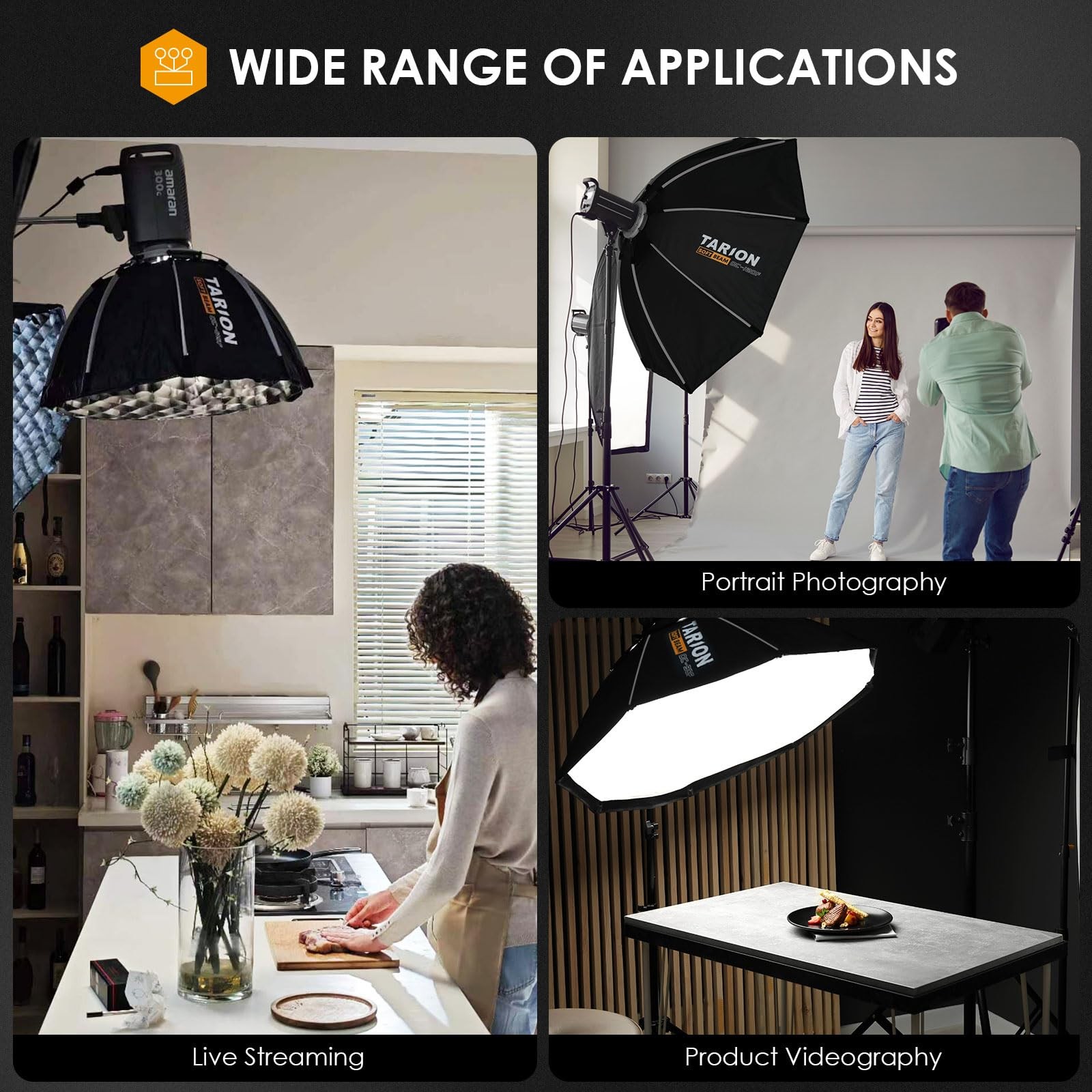 US Triopo 120cm Octagon Softbox Quick Set up with Honeycomb Gird for Monolight