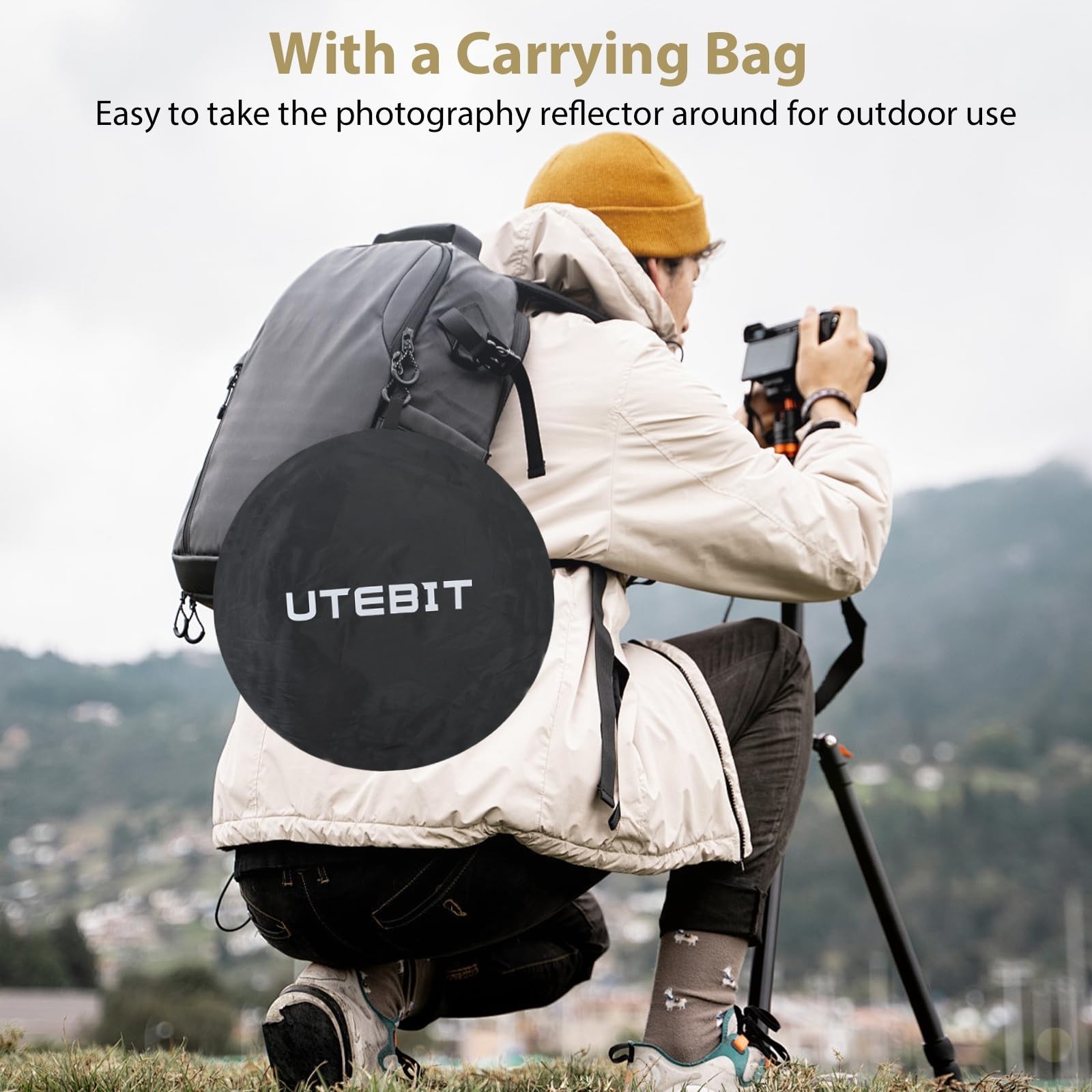 35″x47″ 5-in-1 Photography Reflector with Stand, Clamp & Carry Bag – Oval, Folda