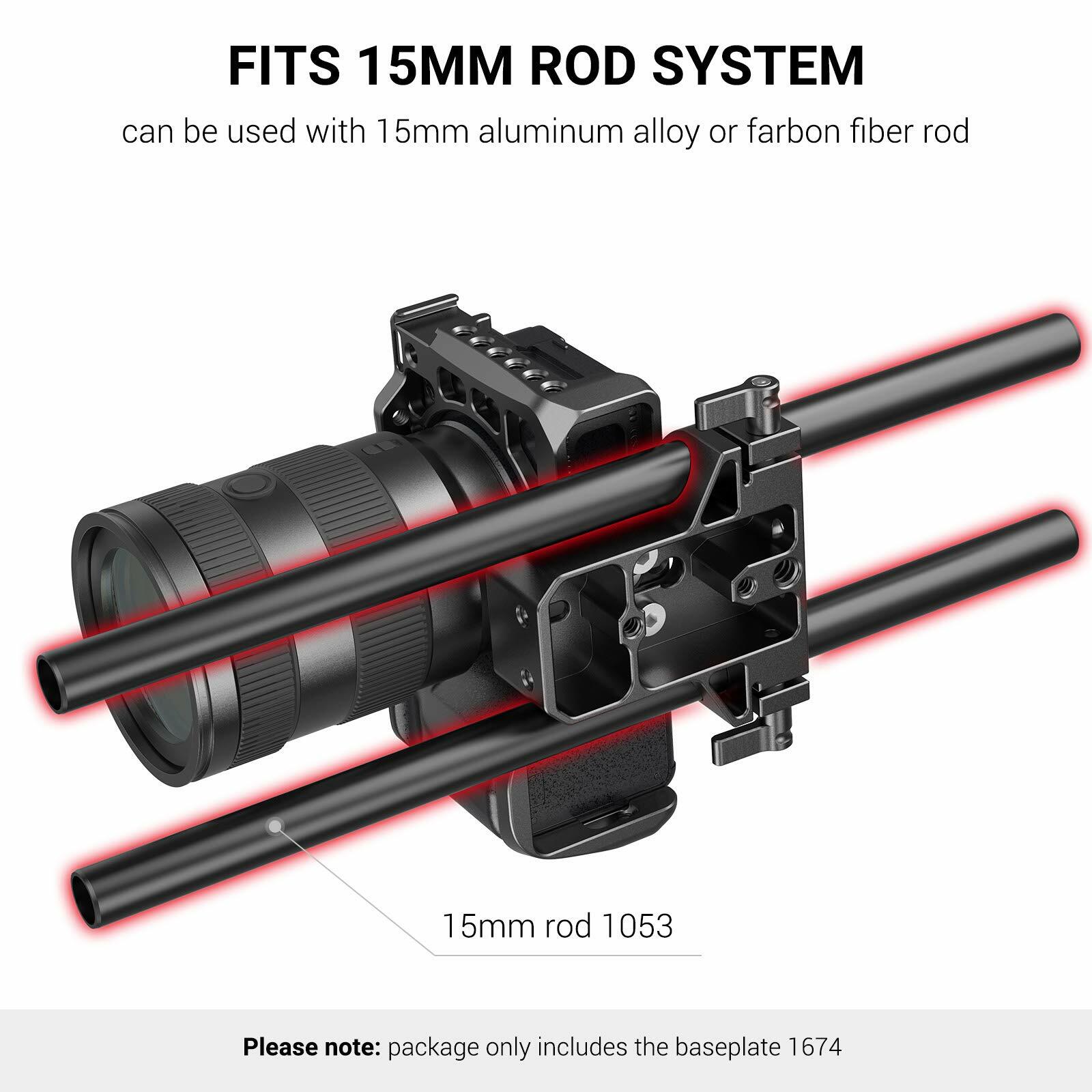 SmallRig Universal Baseplate with Dual 15mm Rod Rail Clamp for Camera Cage 1674