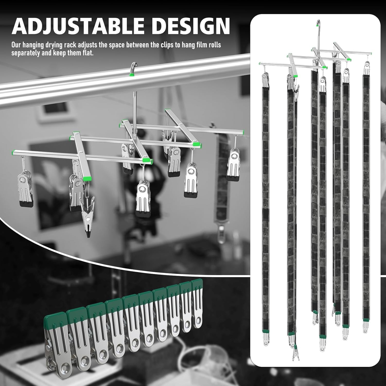 Darkroom Film Negative Drying Hanging Rack Frame Foldable Hanger Windproof 10…