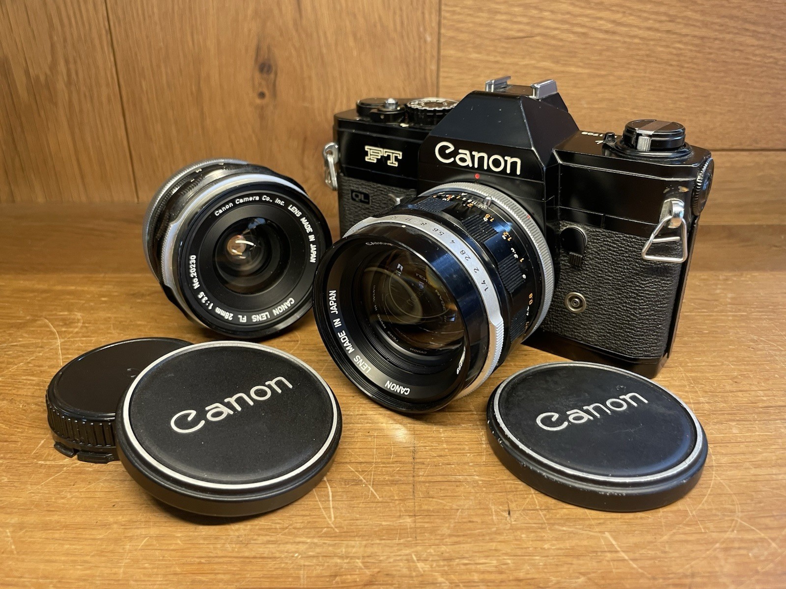 *READ : Rare Black : Near Mint* Canon FT QL Film Camera FL 50mm F/1.4 28mm F/3.5