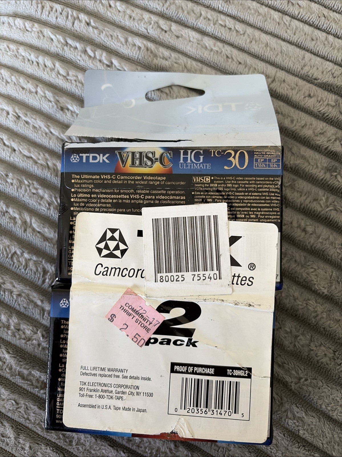 TDK – VHS-C HG Ultimate 30 Camcorder Videotape Package of 2 Sealed