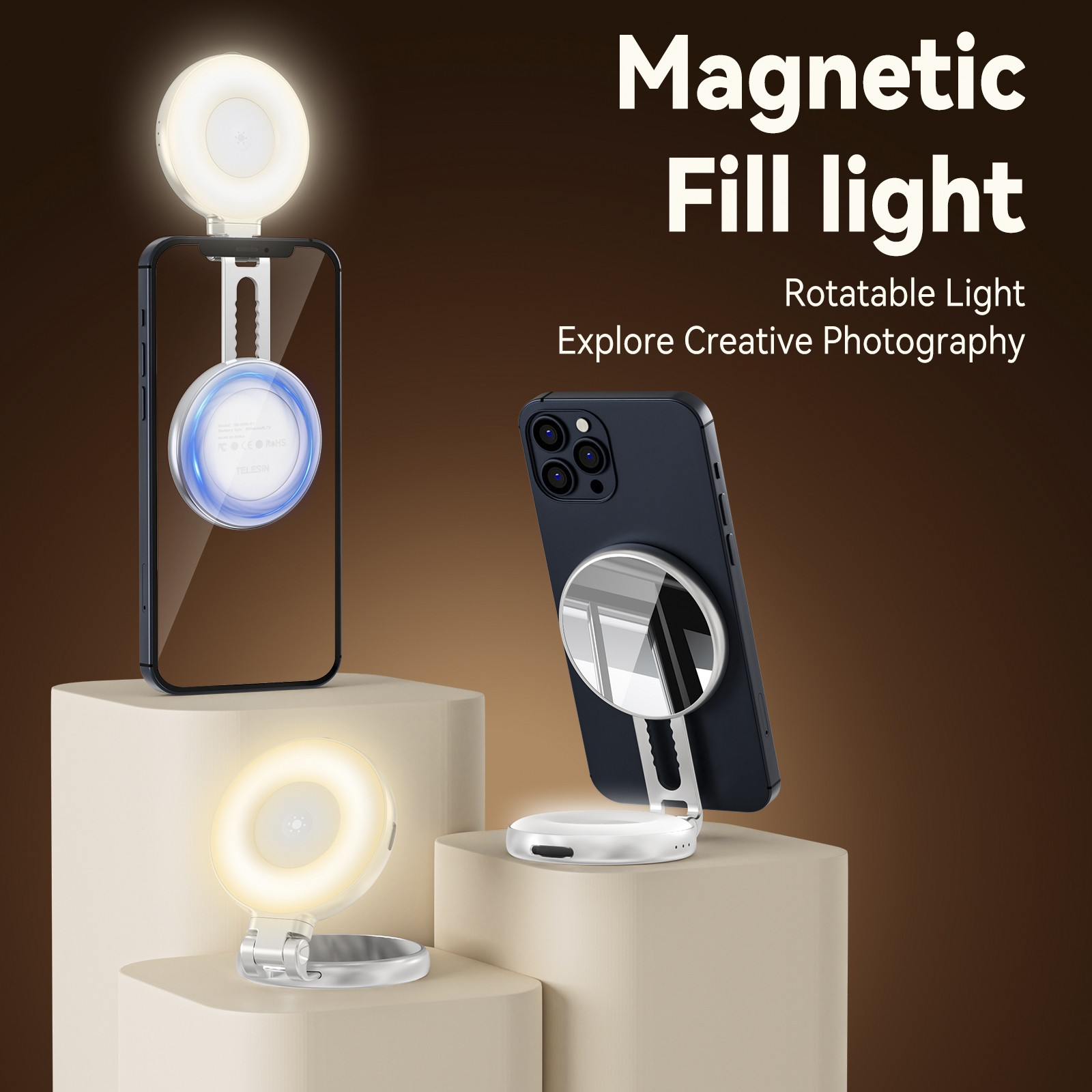 Mini Mobile Phone Magnetic Beauty Fill Light 3 Color Temperature Pocket Light A6